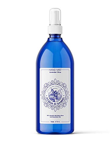 NEXDERMA Acqua Di Gabriel Hand Sanitizing Mist with 80% Ethyl Alcohol & Lavender Citrus Essential Oil | Moisturizing Non-Sticky Travel Size Sanitizer | USA Made 16oz | Perfect for Travel, Office, Gym & Daily Hygiene Protection