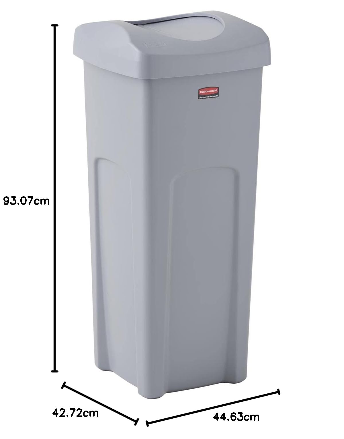 Rubbermaid Commercial 23-Gallon Swing Lid Trash Can - Durable Rectangular Beige Garbage Bin for Kitchen, Office & Restaurants - Model 2001584