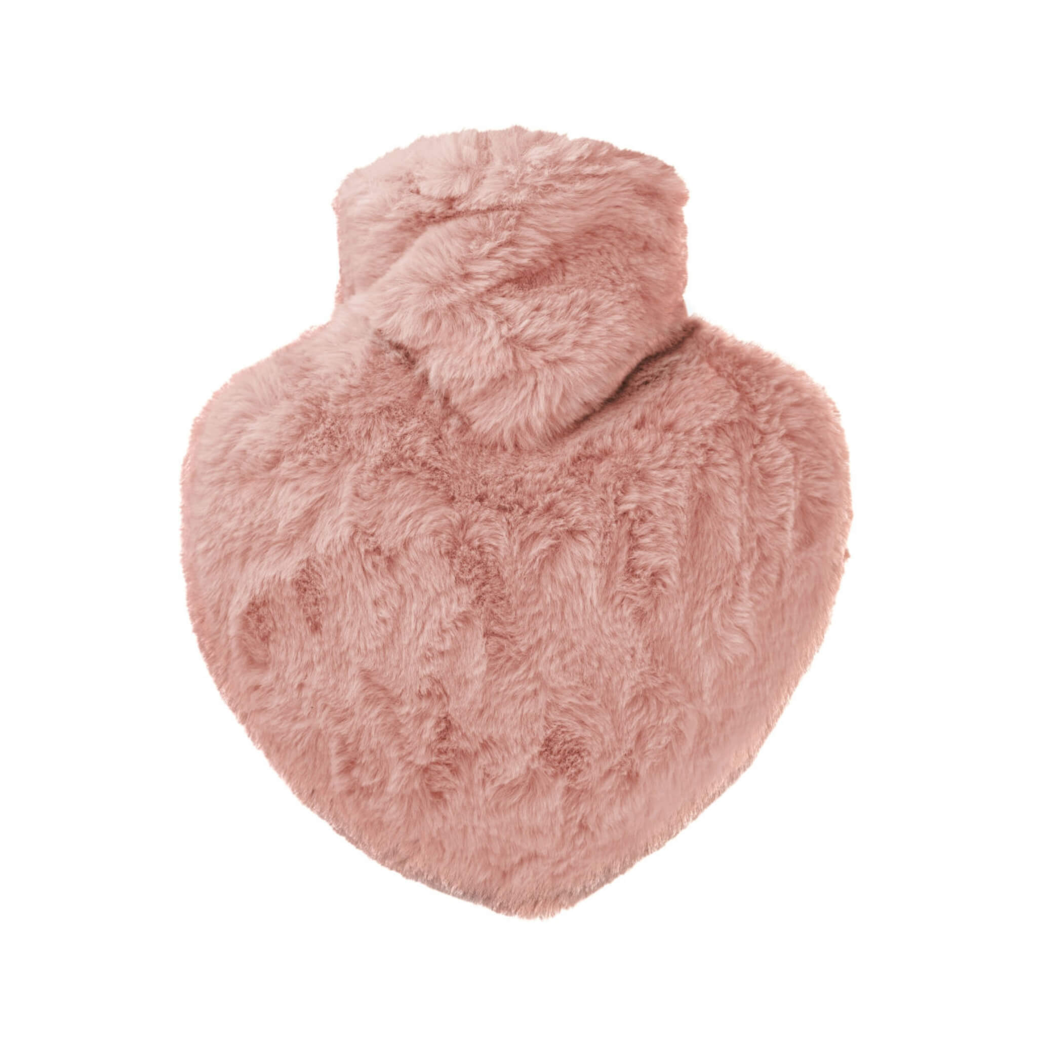 1 Liter Heart Shaped Hot Water Bottle with Soft Rose Pink Faux Fur Cover - Rubber-Free Design for Pain Relief & Warmth - Perfect for Cold Nights, Period Cramps, and Cozy Gift Giving
