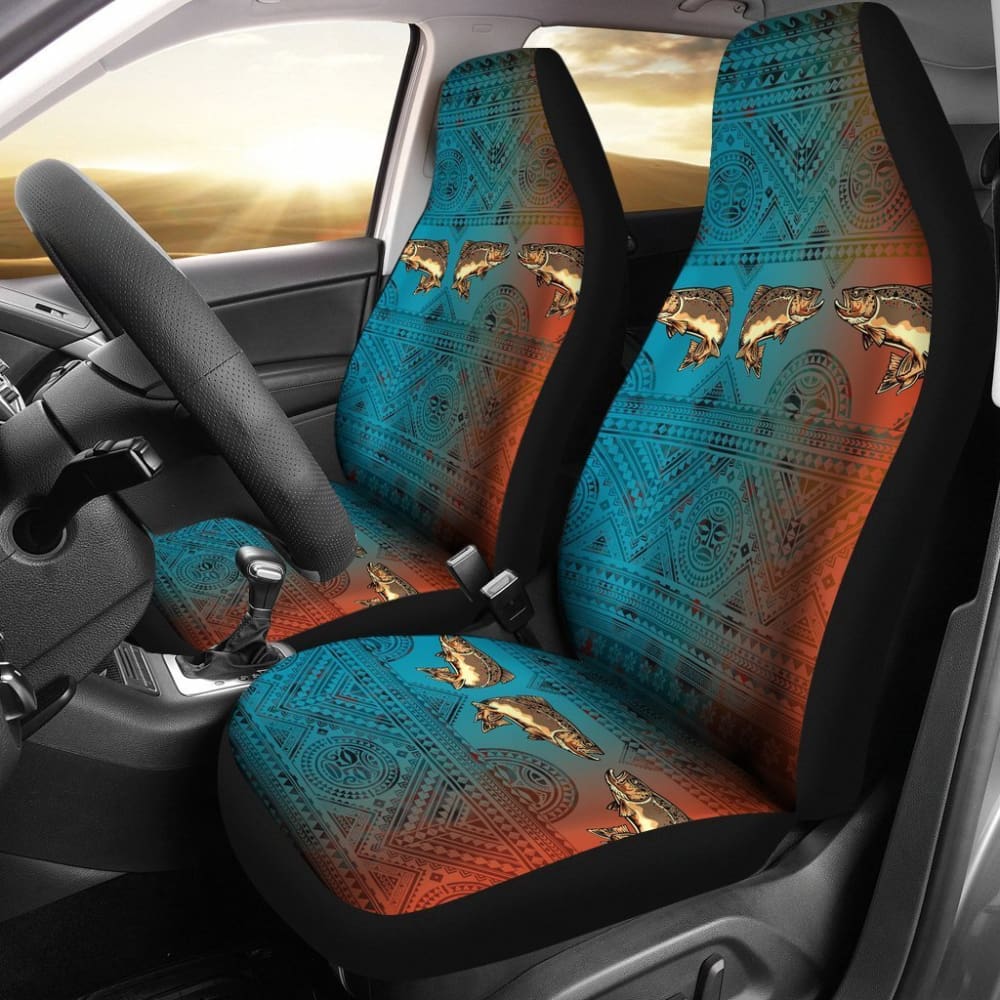 Brown Trout Skin Color Boho Pattern Fishing Car Seat Covers - Waterproof & Durable for Trucks, SUVs, Boats - Perfect for Outdoor Adventures & Fishing Trips