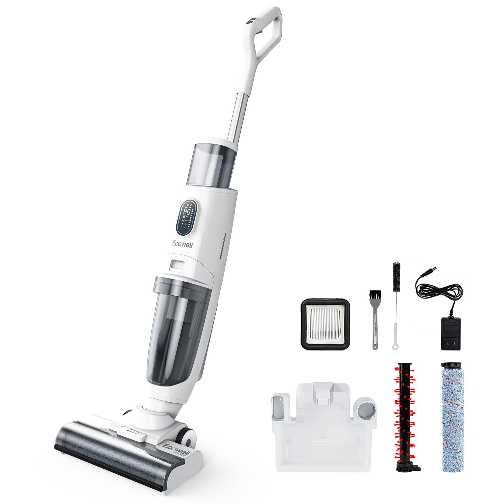 Ecowell WCVP02 Wet Dry Vacuum Cleaner and Mop - 8.6lbs Lightweight Multi-Surface Cleaner for Floors, Carpets & Hardwood - White Portable Cleaning Machine for Home, Garage & Workshop
