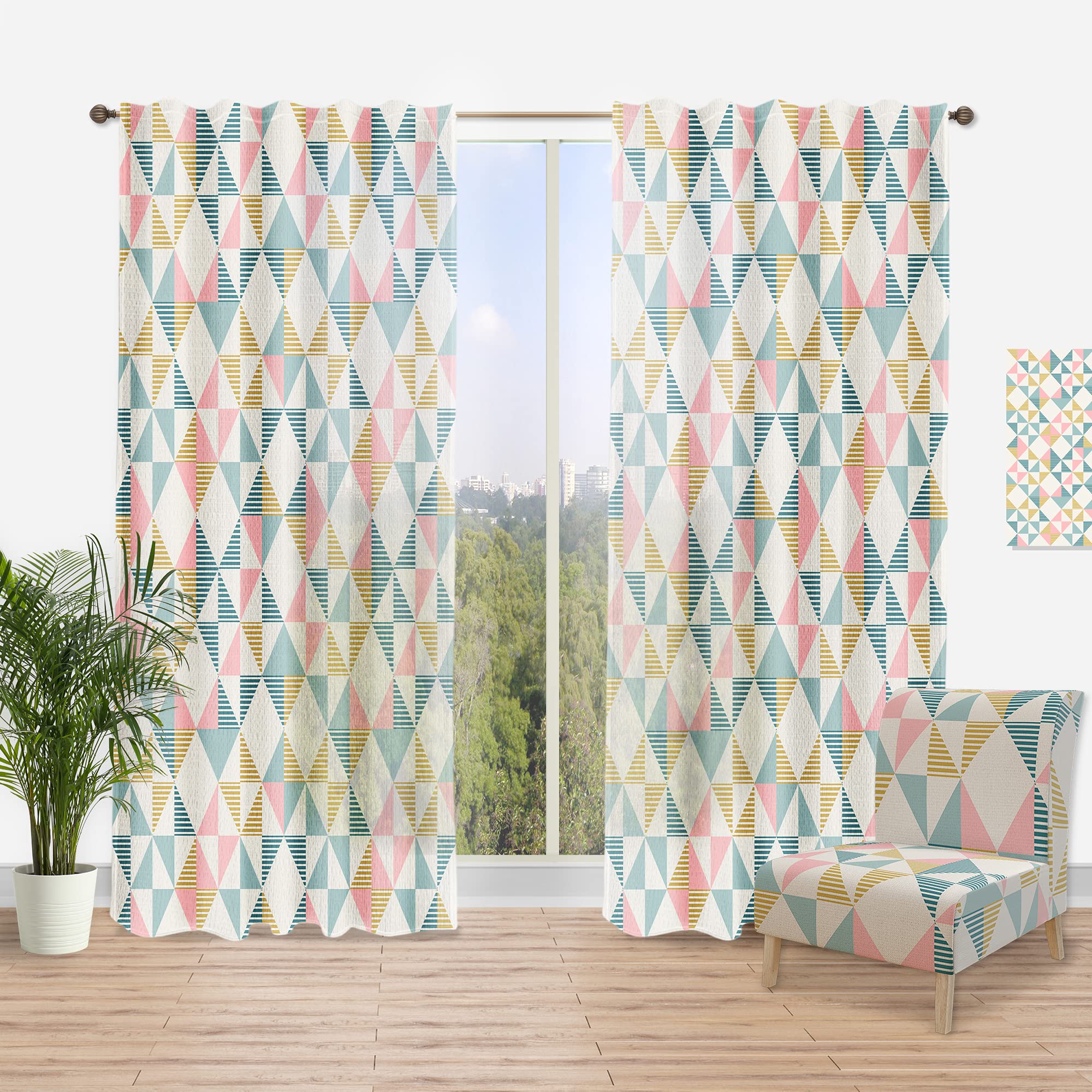 DesignQ Diamond Retro II Thermal Insulated Curtains - Single Panel 52x90 Inches - Blackout Drapes for Bedroom & Living Room | Perfect for Energy Efficiency & Light Control