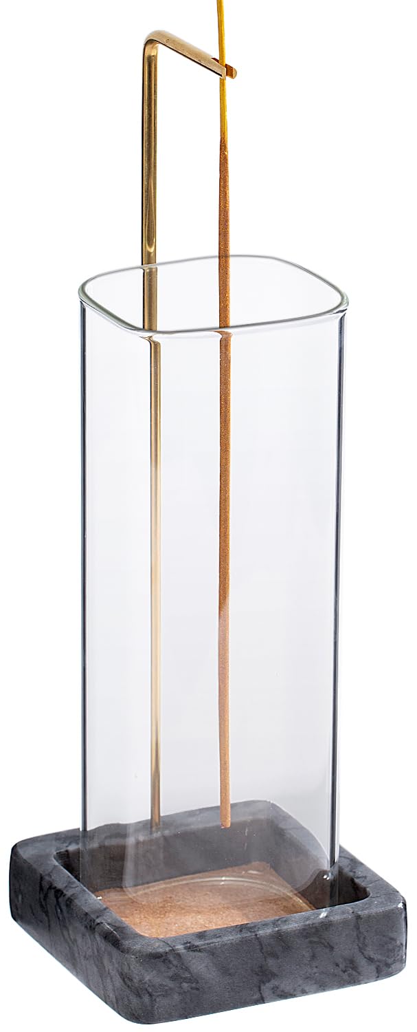 Premium Marble Incense Stick Holder - Anti-Ash Flying Brass Burner for Meditation, Yoga & Aromatherapy - Elegant Black Home Decor for Relaxation & Spiritual Practice