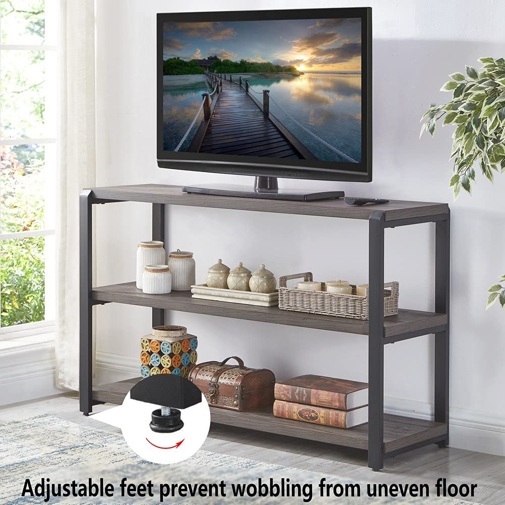 Rustic Grey 3-Tier Open Shelf Console Table - EXCEFUR Sofa Table for Living Room, Entryway & Foyer - Perfect for Home Decor, Small Space Storage & Displaying Decor Items