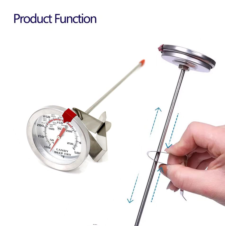 8-Inch Candy & Turkey Deep Fry Thermometer with Clip - 2 Pack for Candy Making, Deep Frying, Candle Making, Large Pots - Perfect for Home Kitchen, Baking & Cooking