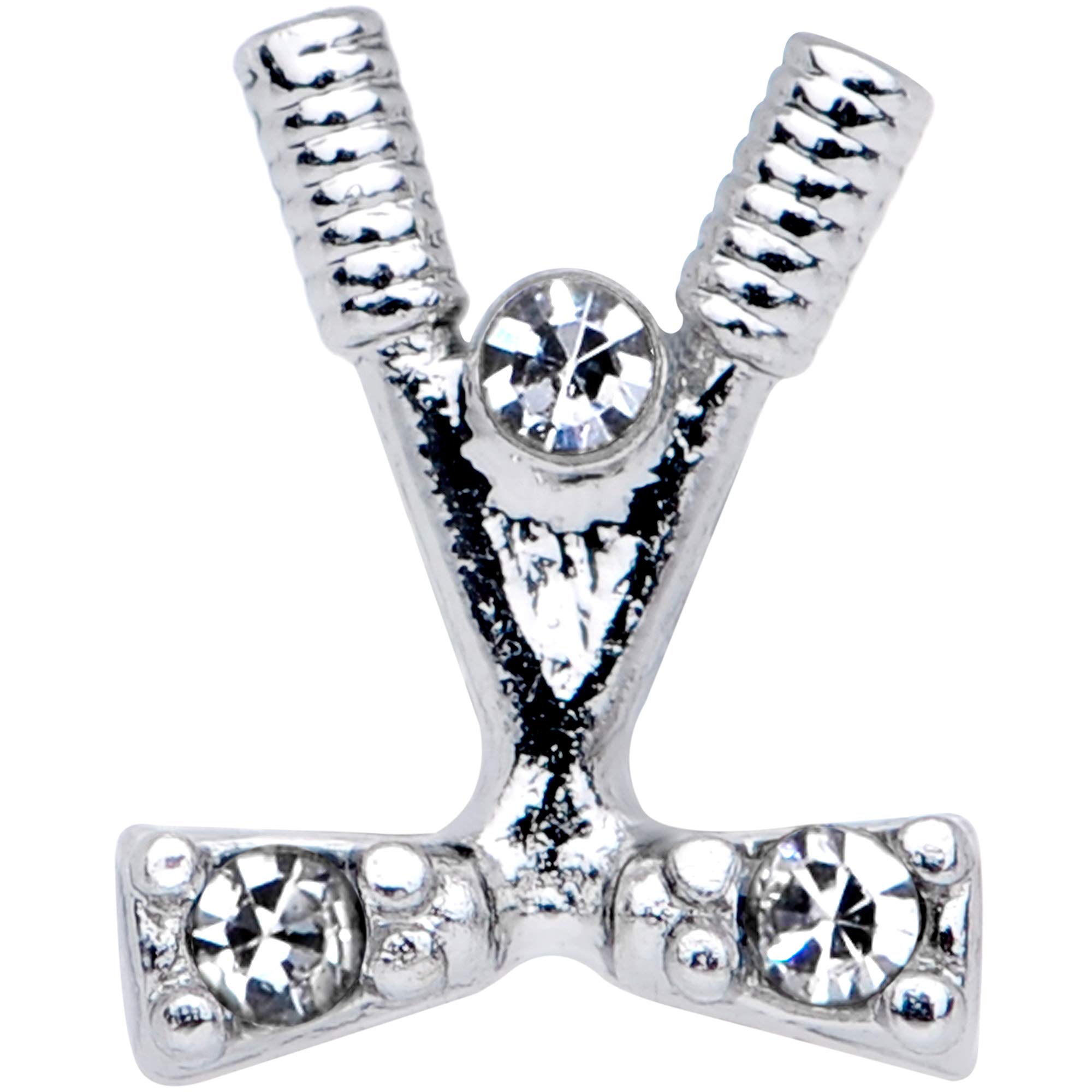 16G Stainless Steel Crossed Golf Clubs Cartilage Earring for Women - Helix, Tragus Piercing Jewelry, 1/4