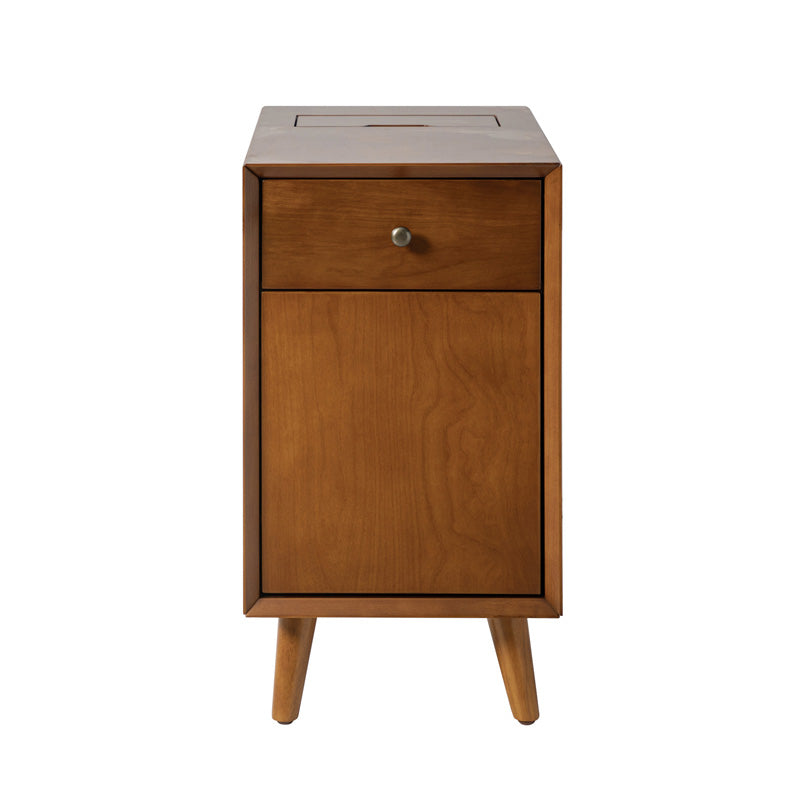 Vira End Table with Storage & Built-in Outlets - Modern Side Table with USB Charging Ports & Power Outlets for Living Room, Bedroom, Office - Perfect Nightstand or Sofa Side Table