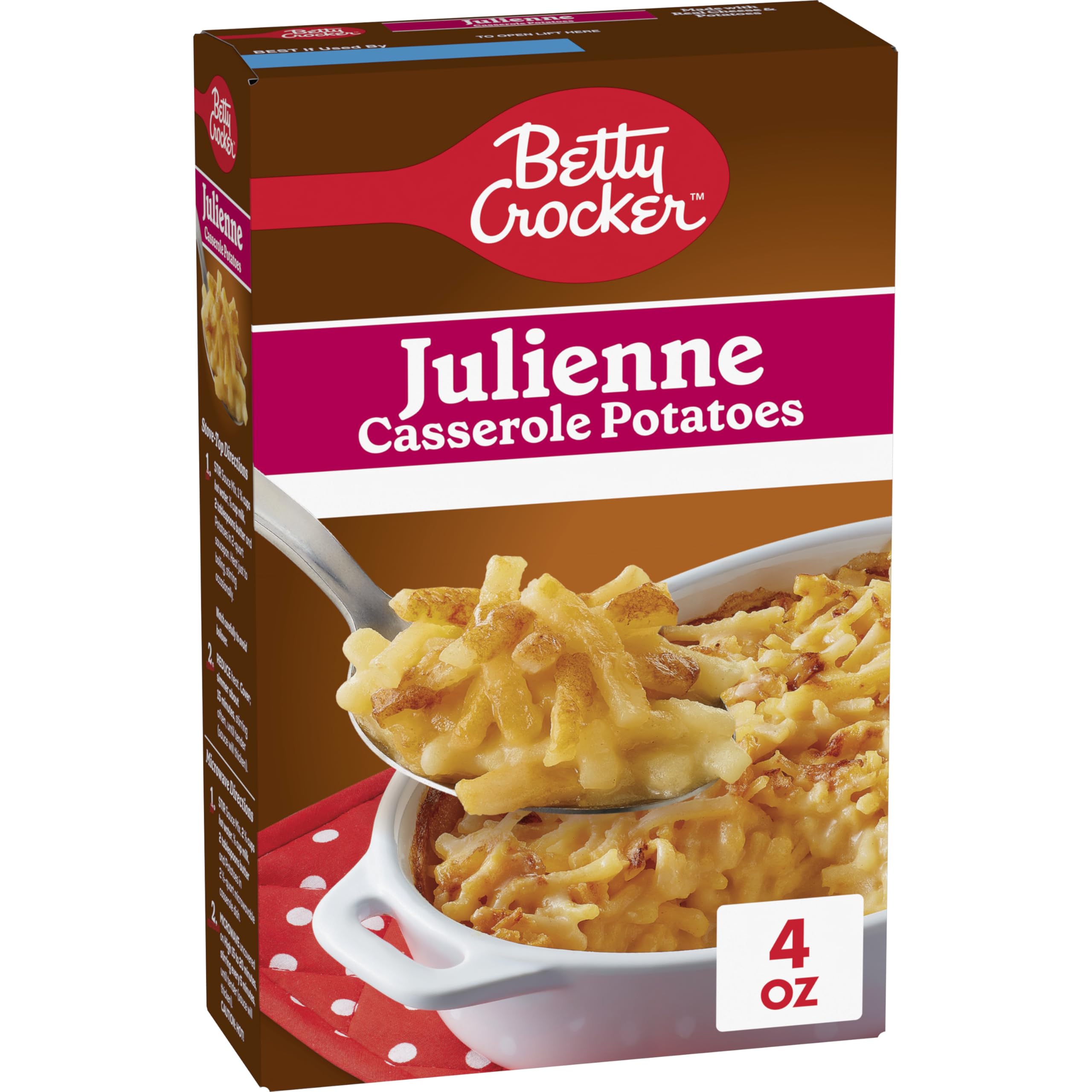 Betty Crocker Julienne Casserole Potatoes with Real Cheese - 4 oz Box | Easy Side Dish for Family Dinners & Holiday Meals