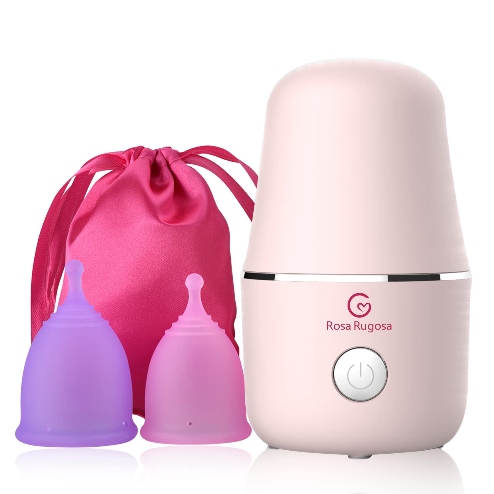ROSA RUGOSA Menstrual Cup Steamer - Portable Sanitizer with 2 Reusable Period Cups | High Temperature Sterilization | Perfect for Travel, Camping & On-the-Go Hygiene