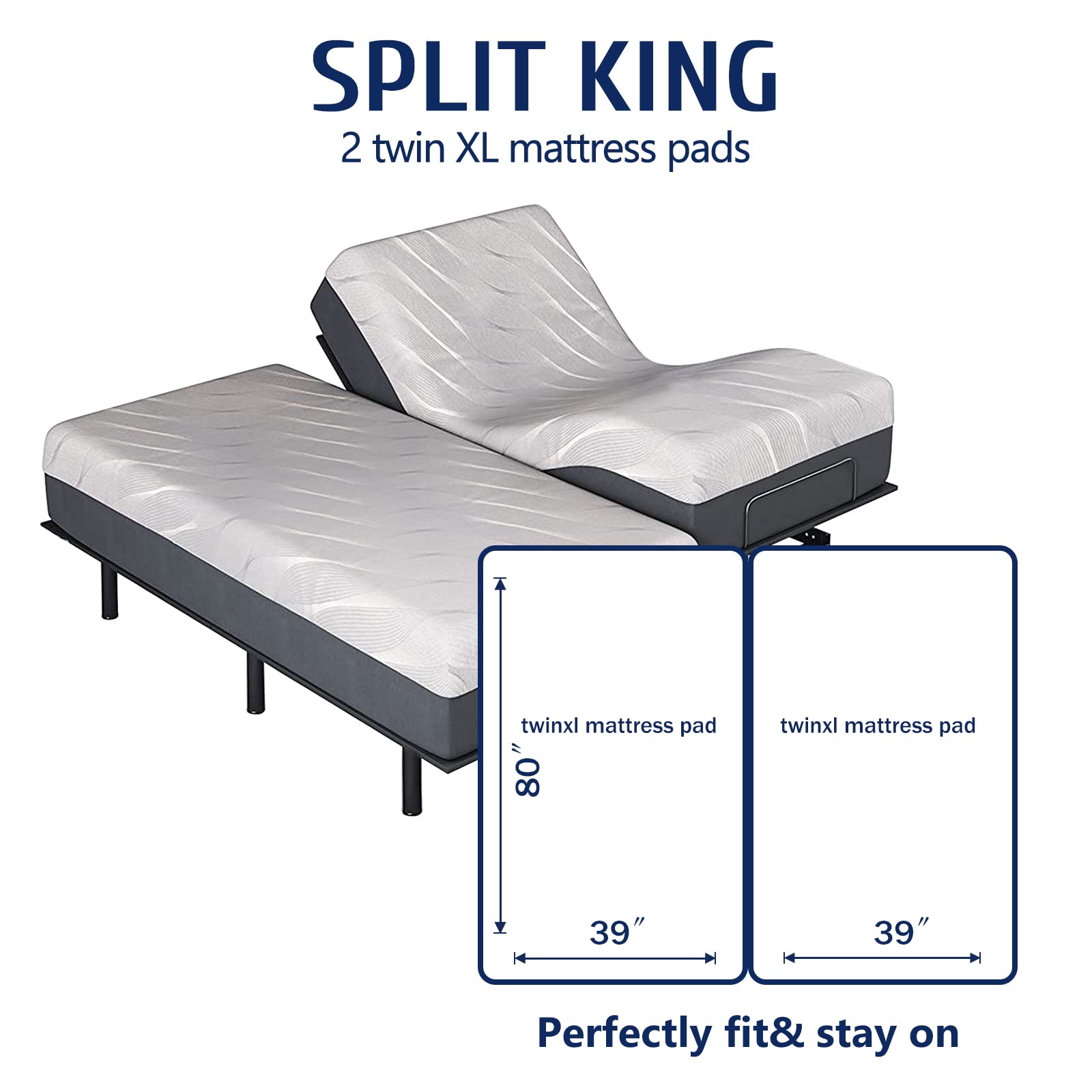 Extra Thick Twin XL Mattress Topper for Back Pain Relief - Plush Pillow Top Mattress Pad Cover with Deep Elastic Pocket (Grey) - Perfect for Side Sleepers & Pressure Point Support