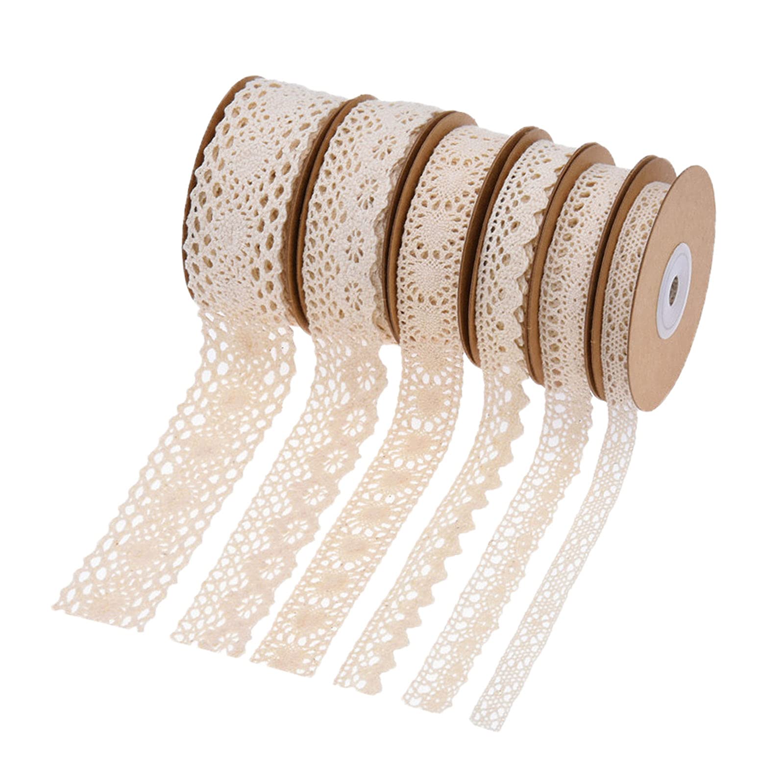 B Baosity Crochet Lace Ribbon - 10 Yards White Sewing Lace Fabric Trim for Wedding Dresses, DIY Clothing, Gift Wrapping & Home Decor