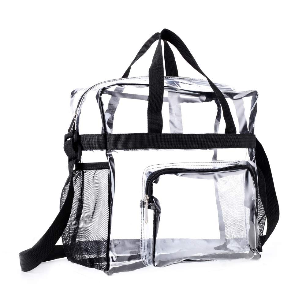 Clear Stadium Approved Tote Bags - Security Travel & Gym Clear Bags for Work, Sports & Concerts | Perfect for NFL Games, Music Festivals & Airport Security