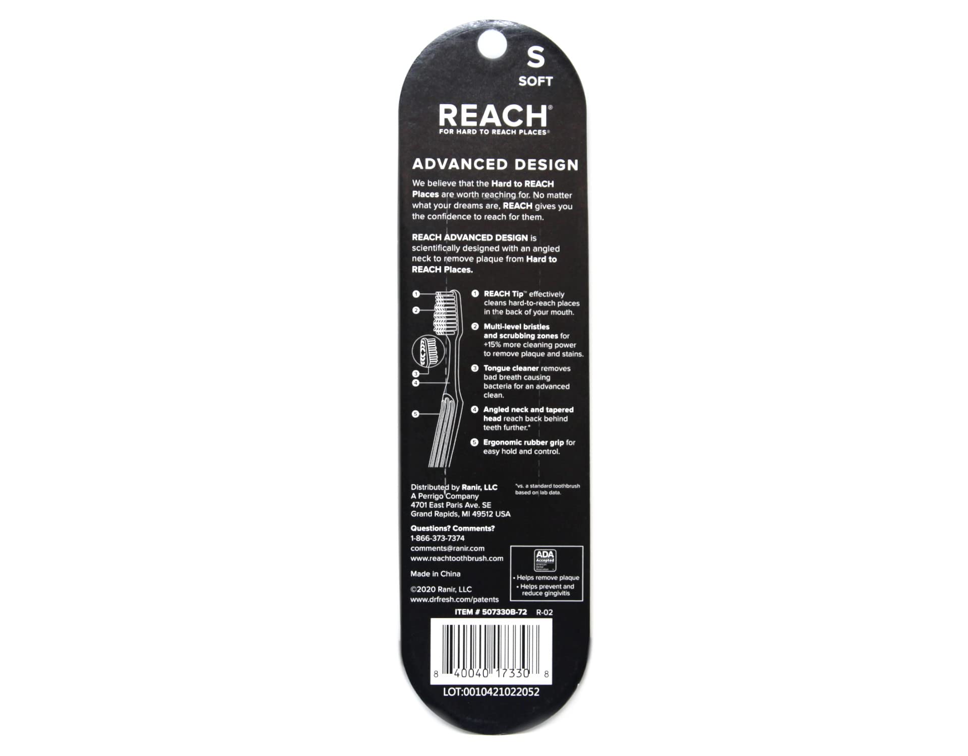 Reach Advanced Design Soft Bristle Toothbrushes - 6 Pack (3 Brushes x 2 Packs), Gentle Cleaning for Sensitive Teeth & Gums, Perfect for Travel & Daily Oral Care
