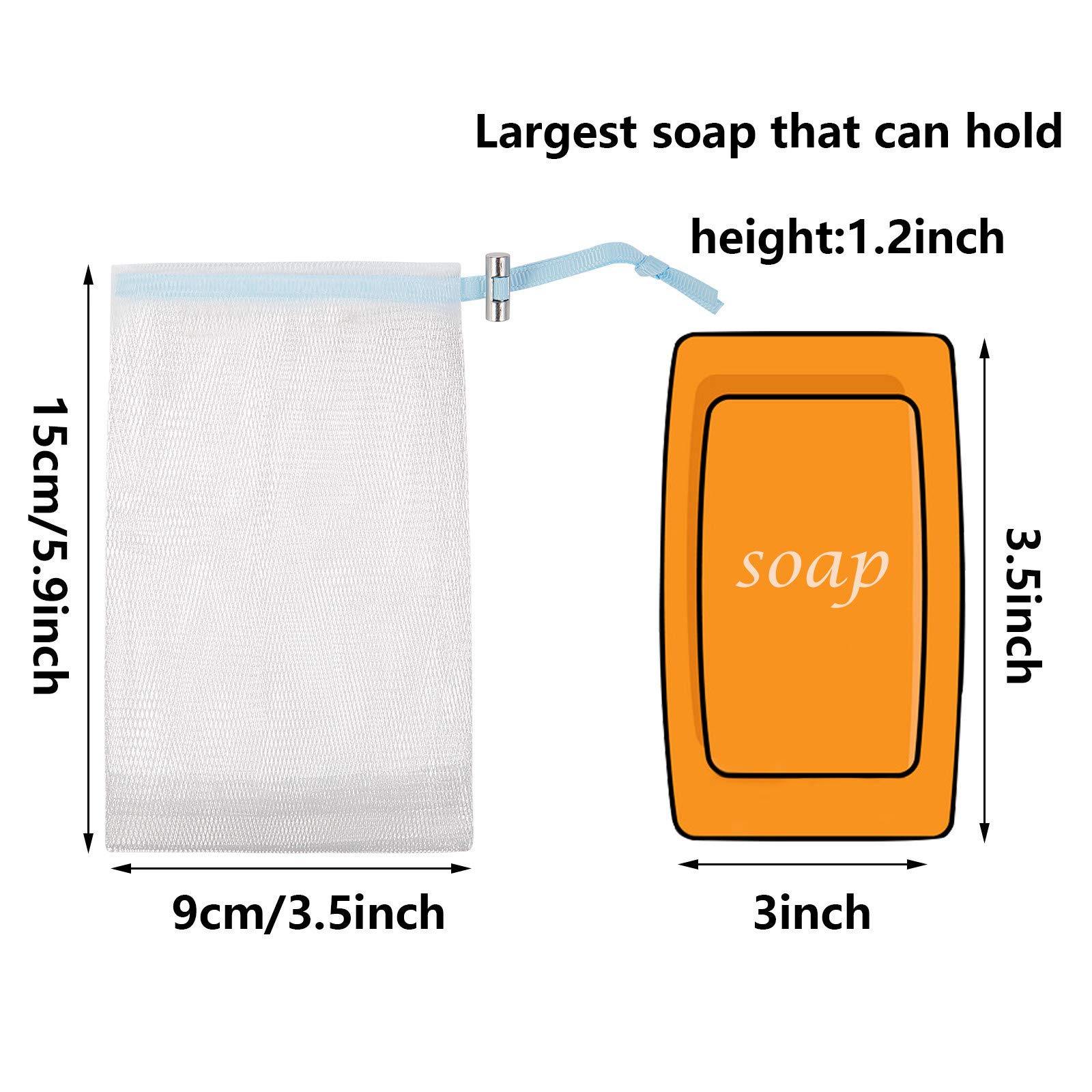 Cobahom 12 Pack Mesh Soap Bags with Drawstring - Reusable Soap Saver Pouches for Bath & Shower (6x3.5 Inch, Blue) - Perfect for Travel, Camping & Eco-Friendly Home Use