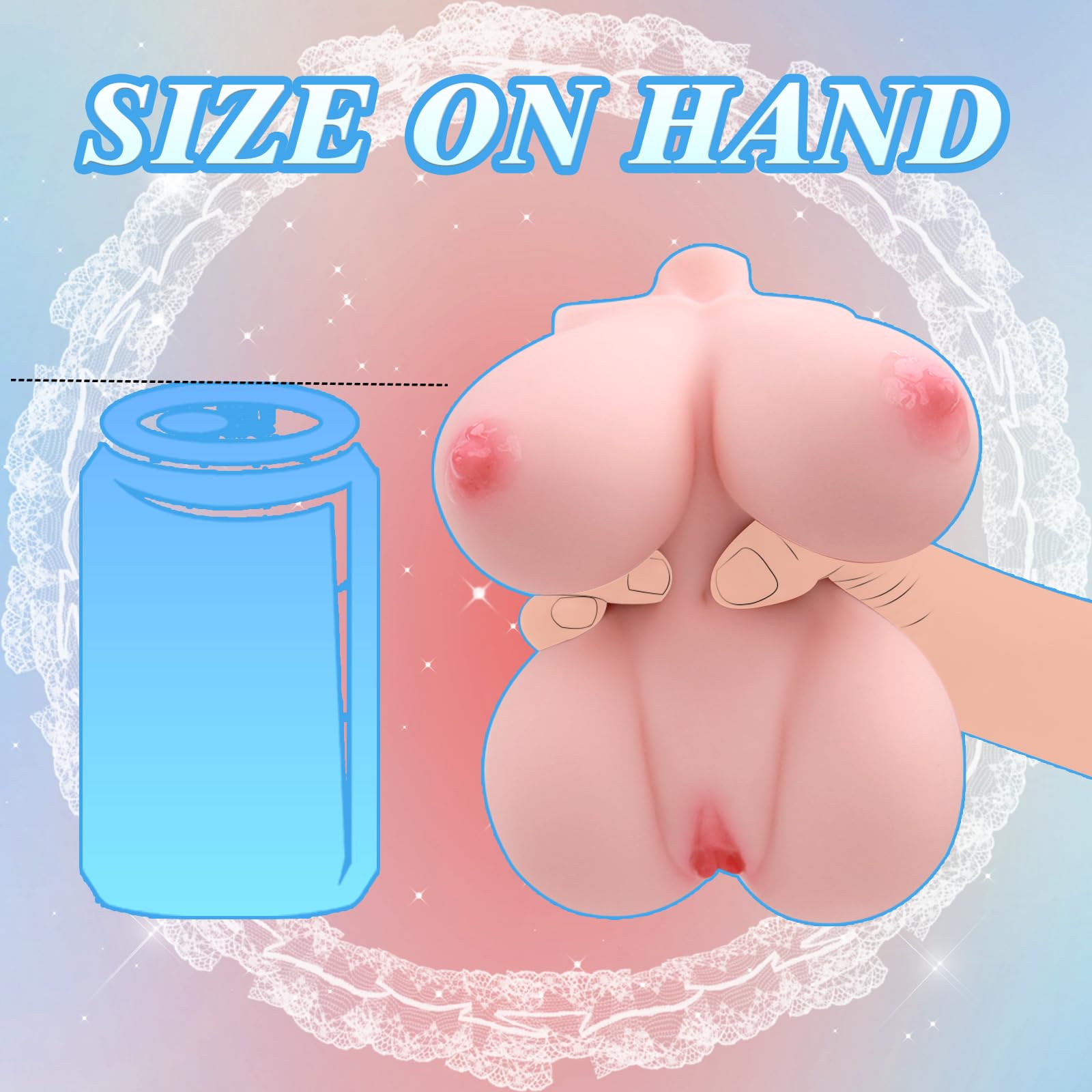 2lbs Mini Sex Doll for Men - Realistic Pocket Pussy with Boobs & Anal - Perfect for Travel & Discreet Masturbation