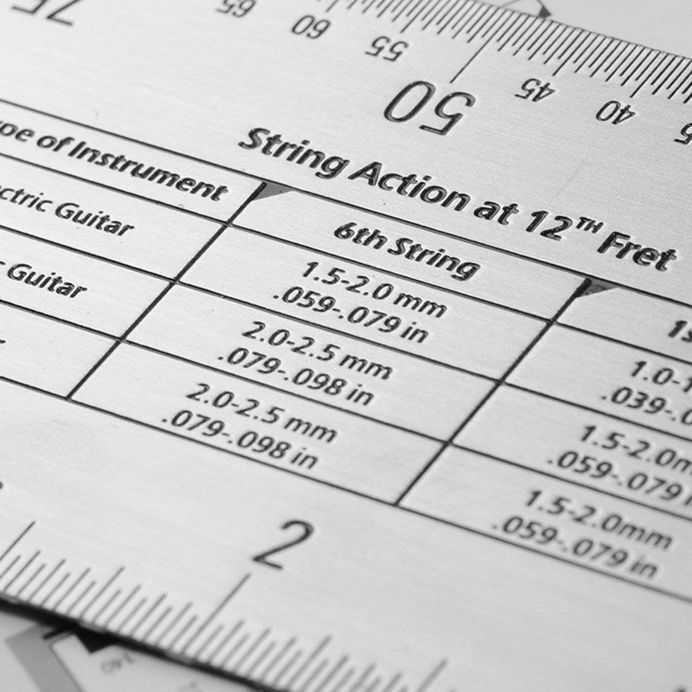 **String Action Gauge Ruler - Precision Guitar Height Measuring Tool for Setup & Repair (Guitar, Ukulele, Bass, Banjo, Mandolin) - Perfect for Luthiers & Musicians**