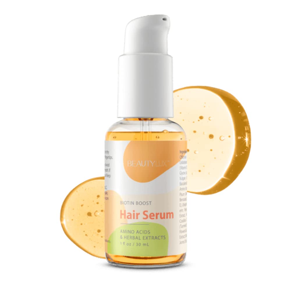 Biotin Hair Growth Serum with Vitamin E & Herbal Extracts - Strengthens & Adds Shine to Fine, Dry, Dull Hair - 1 oz Bottle - Perfect for Daily Hair Care Routine & Scalp Nourishment