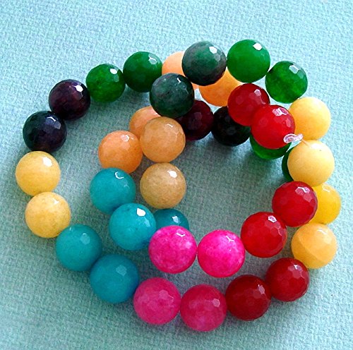 Genuine Candy Jade Faceted Round Beads - Mix Colors for Jewelry Making, DIY Crafts & Beading Projects | Perfect for Necklaces, Bracelets & Earrings