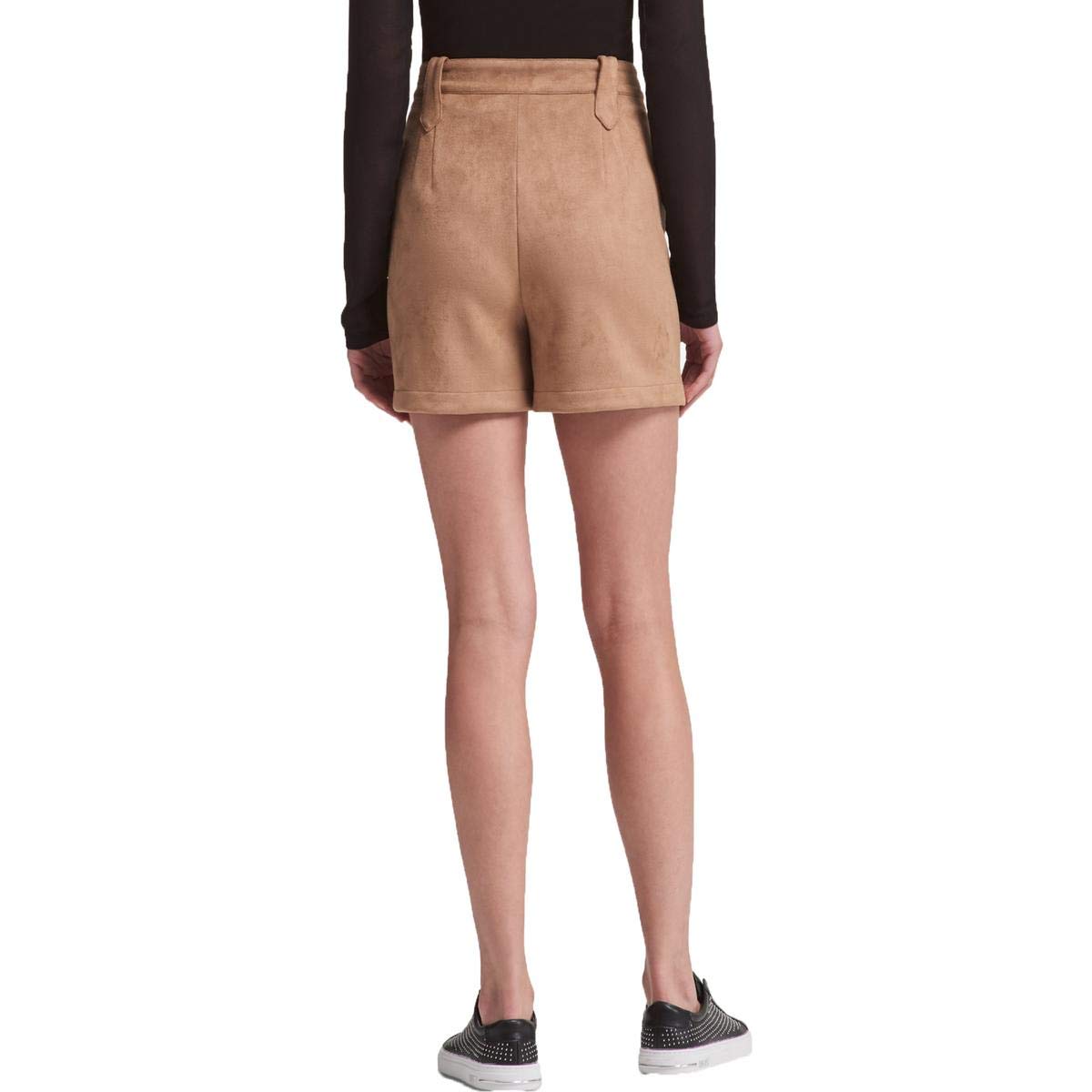 DKNY Women's Faux Suede Casual Walking Shorts - Brown Size 14 | Comfortable Stretch Waist Summer Shorts for Walking, Travel & Casual Outings