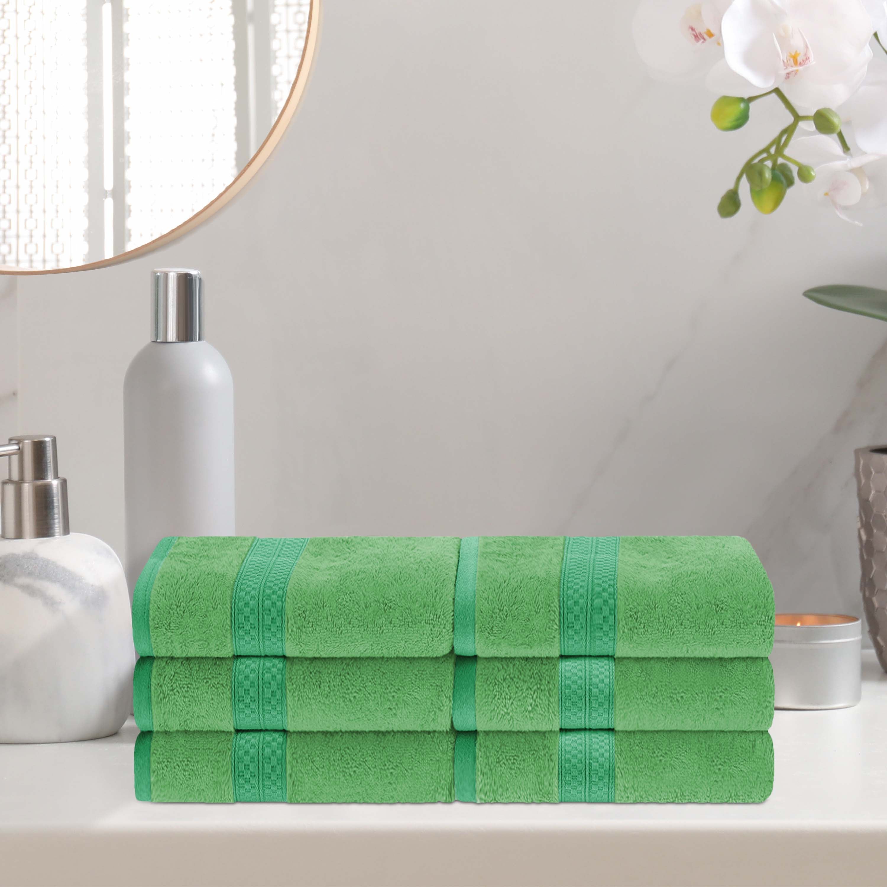6-Piece Rayon Bamboo Blend Hand Towel Set | Soft & Absorbent Bath & Kitchen Towels for Home & Spa Use