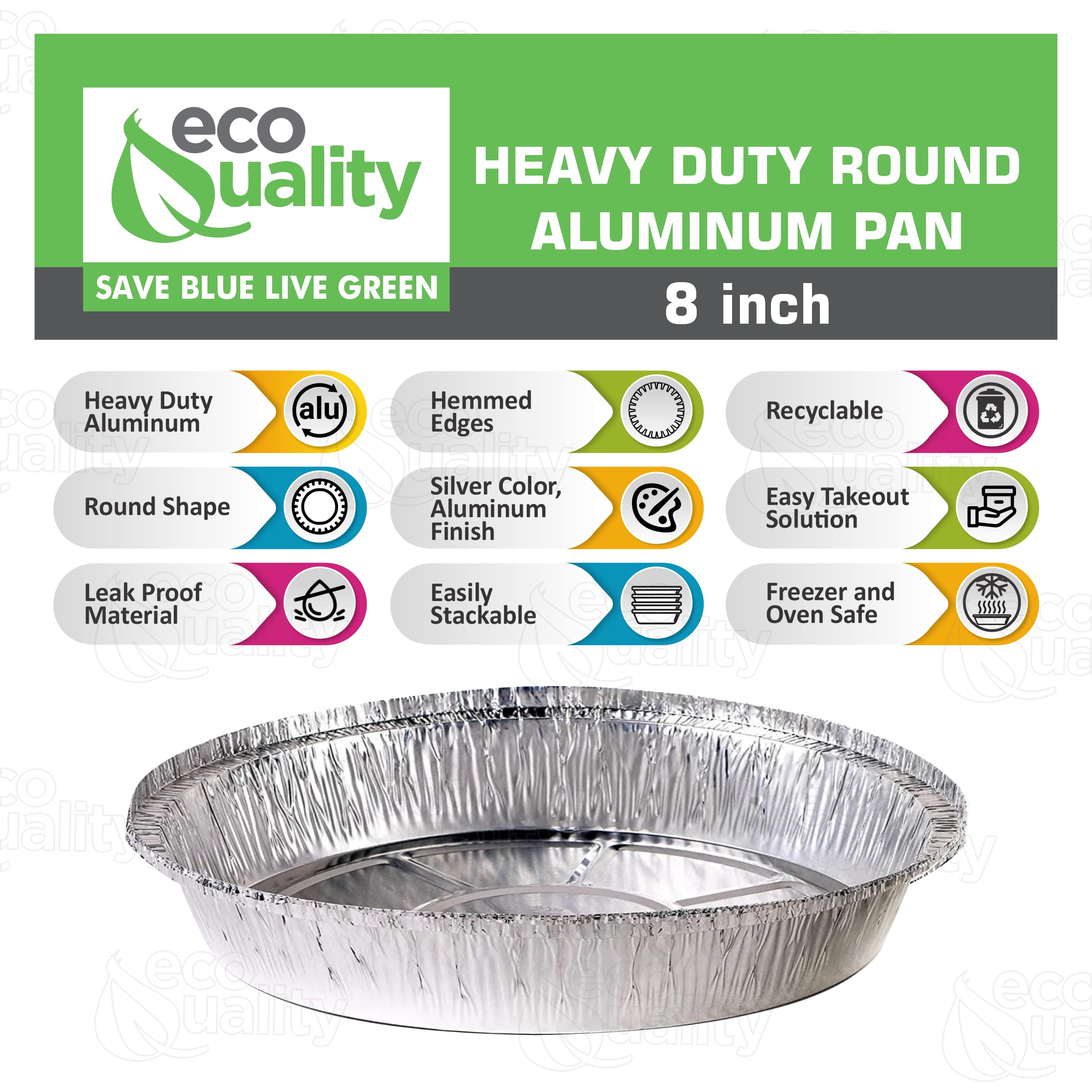 EcoQuality 400-Pack 8-Inch Disposable Round Aluminum Foil Pans - Premium Disposable Tin Containers for Baking, Cooking, Catering, Parties & Restaurants (Lid Not Included) - Perfect for Meal Prep, Takeout Food, BBQ, Picnics & Holiday Gatherings