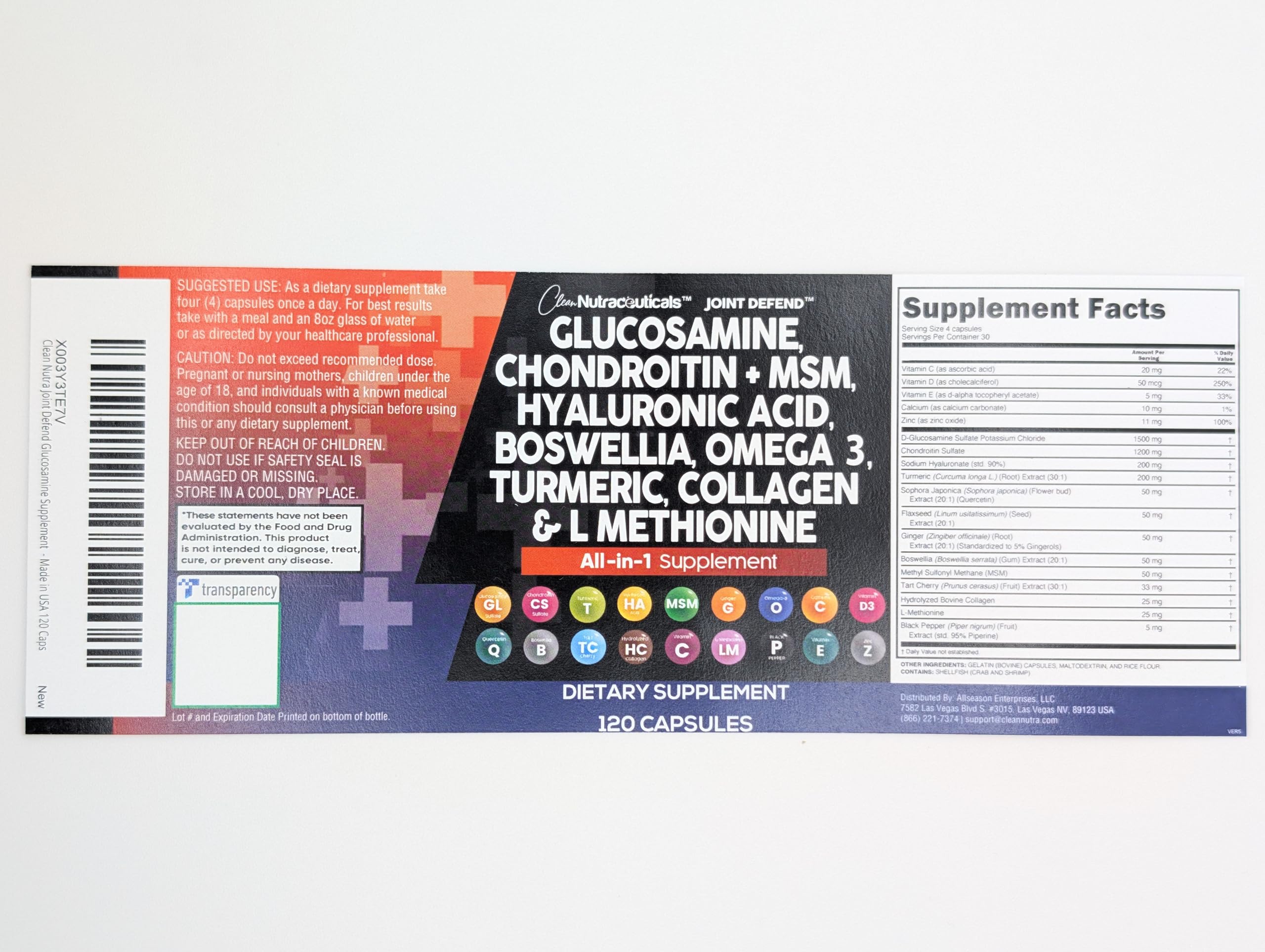 Premium Glucosamine Chondroitin MSM 1500mg with Turmeric Curcumin - Joint Support Supplement with Collagen, Hyaluronic Acid & Omega 3 for Men & Women - 120 Capsules - Supports Mobility & Comfort for Active Lifestyles, Workouts & Aging Joints