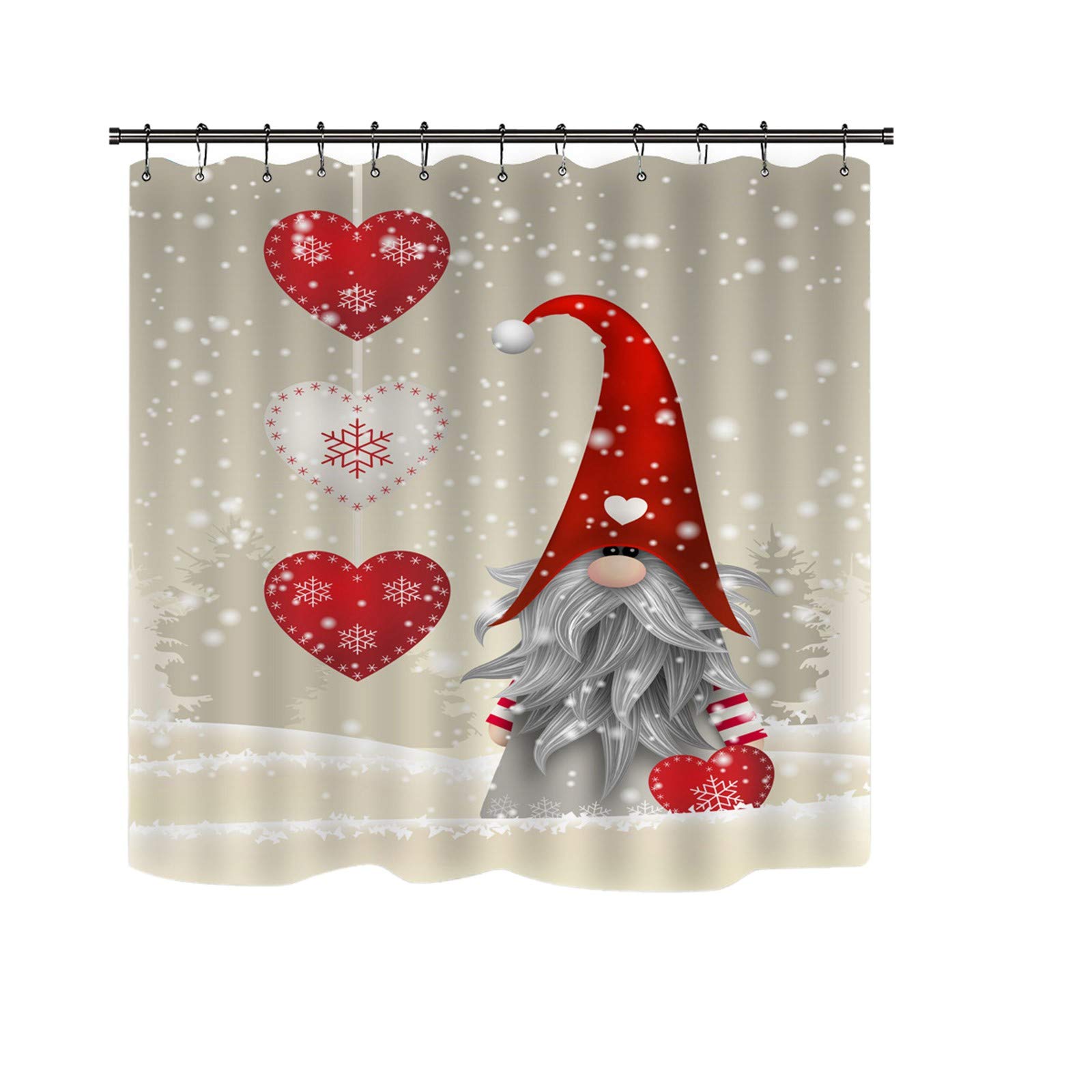 Comigeewa Valentine's Day Shower Curtain - Waterproof Fabric Bathroom Decor with Hearts Design DG8 - Perfect for Romantic Bathrooms & Anniversary Gifts