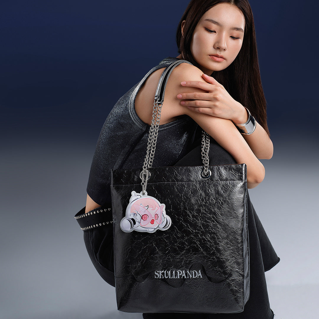POP MART SKULLPANDA The Sound Series Canvas Tote Bag - Stylish Unisex Shoulder Bag for Music Lovers, College Students & Festival Goers