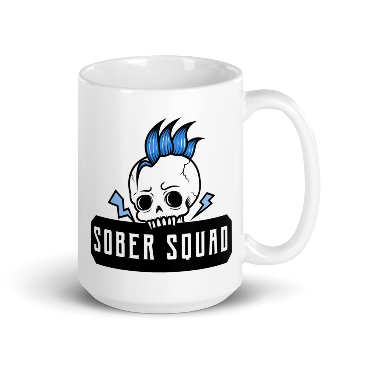 Sober Squad Mohawk Skull Coffee Mug - Funny Novelty Ceramic Cup for Coffee, Tea & Hot Drinks - Perfect Gift for Recovery, Sobriety & AA Meetings