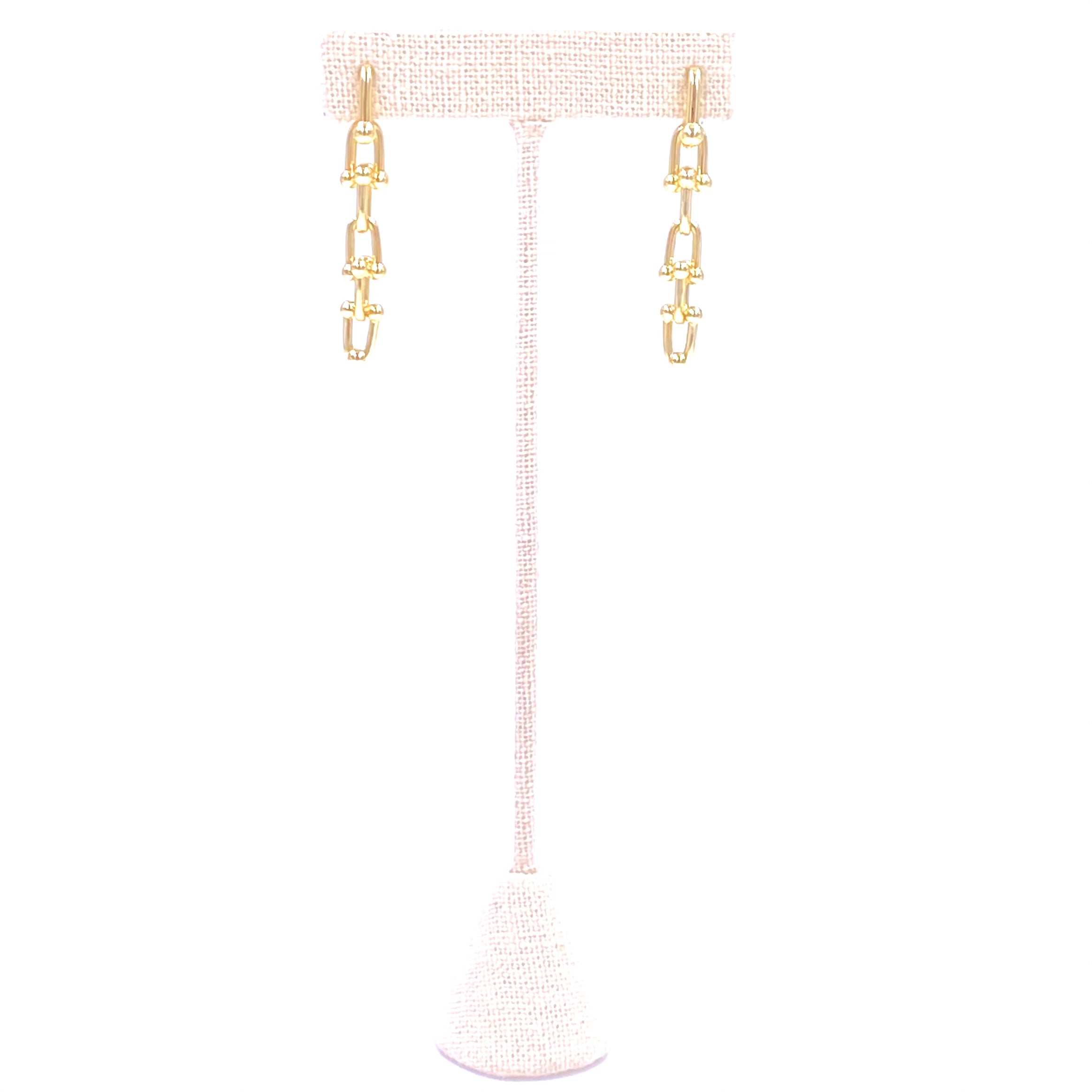 Sterling Silver Gold Plated Bike Chain Drop Earrings for Women - Elegant Dangle Hoop Earrings for Party, Wedding & Everyday Wear