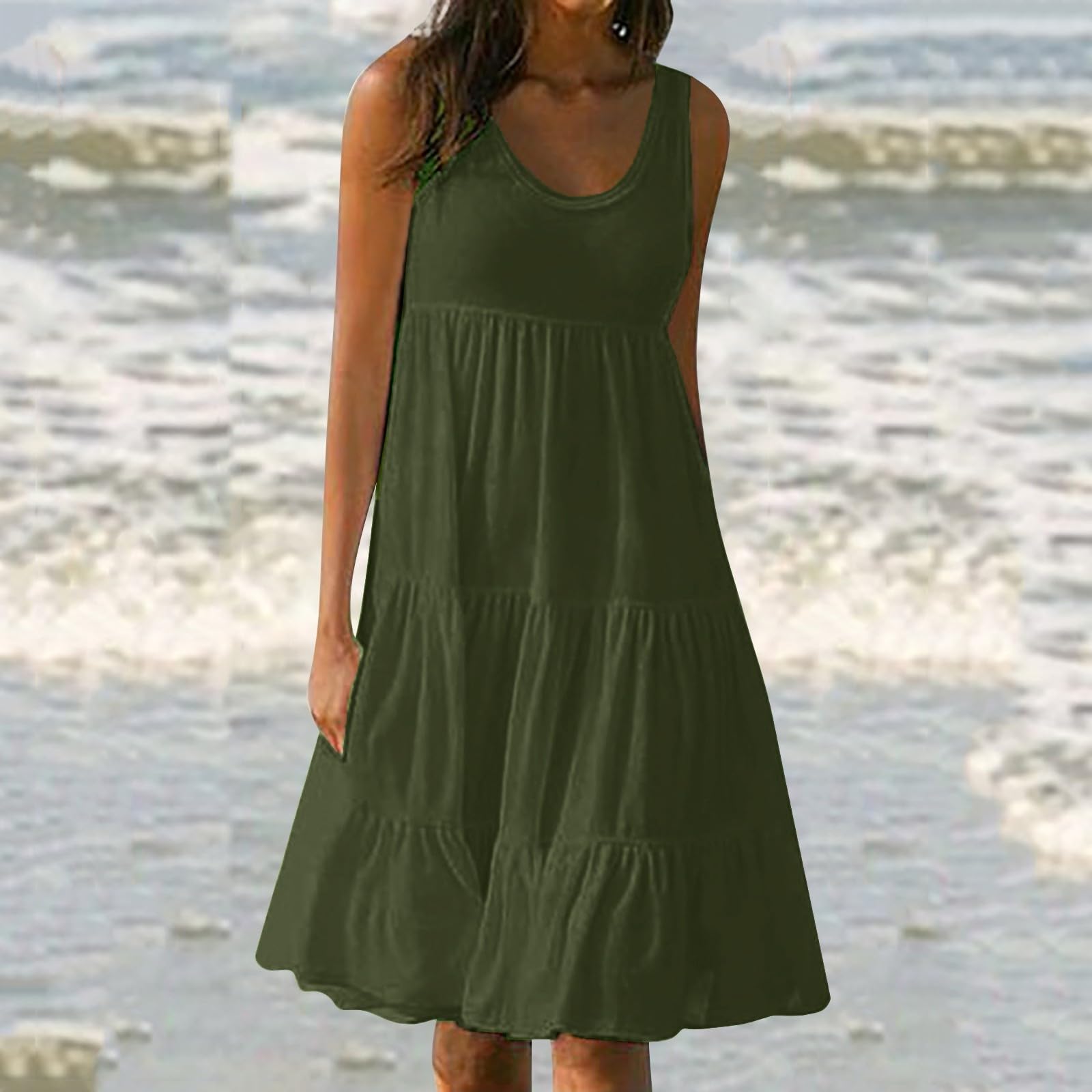 Women's Summer Dresses Casual Sleeveless Round Neck Tank Dress - Loose Swing Beach Dress for Women | Perfect for Vacation, Pool Party & Summer Outfits