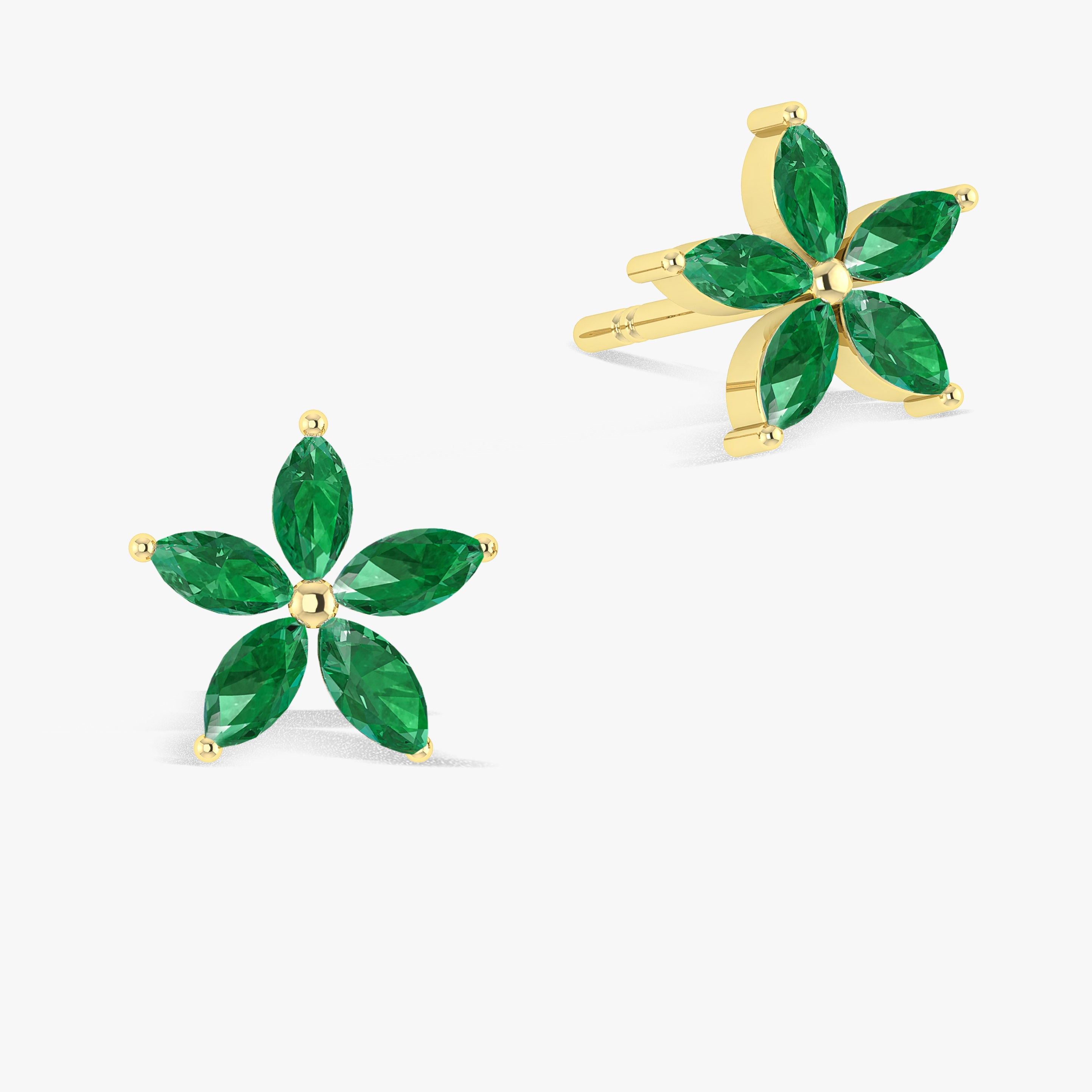 Green Emerald Flower Stud Earrings for Women – Elegant Floral Jewelry for Parties, Weddings & Everyday Wear