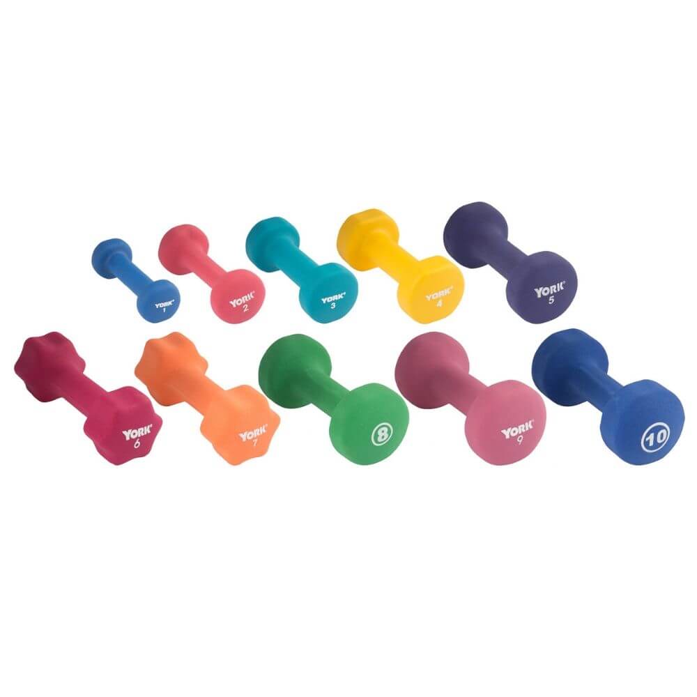 York Barbell Multi-Color Neoprene Dumbbells - Adjustable Weight Set for Home Gym, Strength Training & Fitness Workouts - Perfect for Beginners & Professionals
