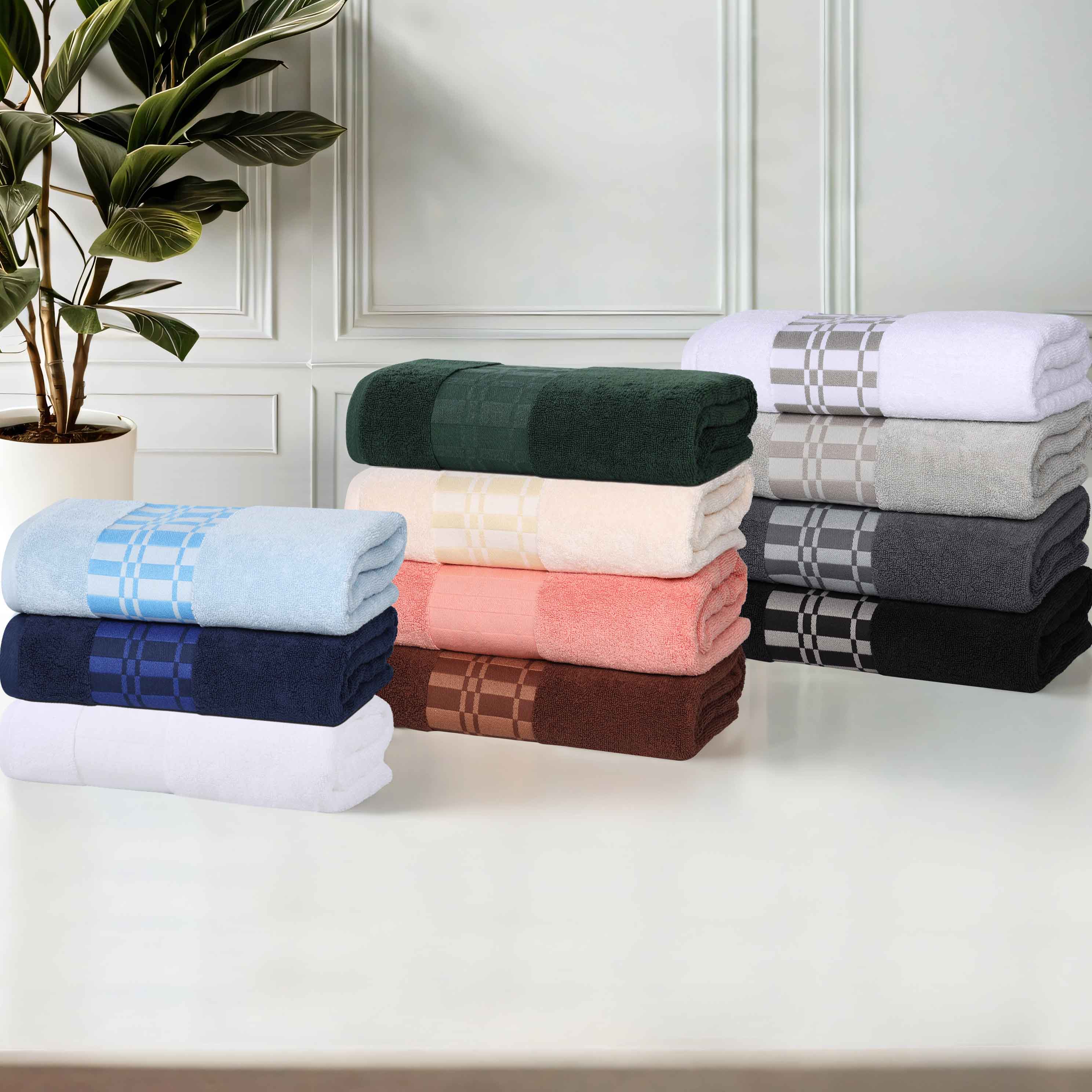 Larissa Cotton Geometric Embroidered 3-Piece Bath Towel Set - Soft & Absorbent for Bathroom, Spa, and Beach Use