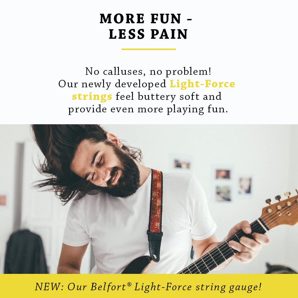 BELFORT® 10-46 Gauge Nickel Steel Electric Guitar Strings (6-String Set) with 4 Picks & Extra 1E String - Perfect for Rock, Blues & Live Performances - Guitar Accessories & Replacement Parts