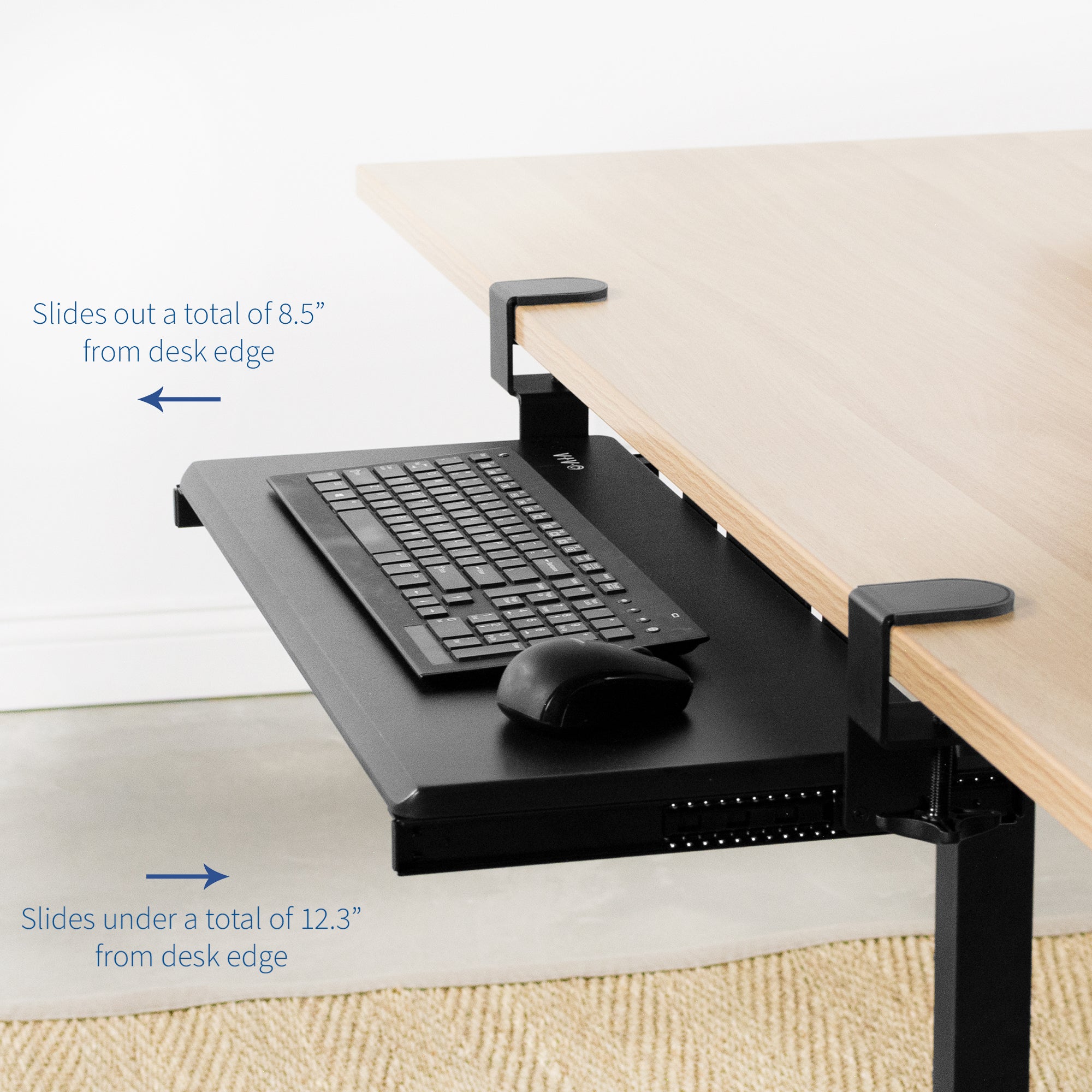 Under Desk Keyboard and Mouse Tray - Ergonomic Mount Slider for Computer Workstations | Perfect for Home Office, Gaming, and Workspace Organization