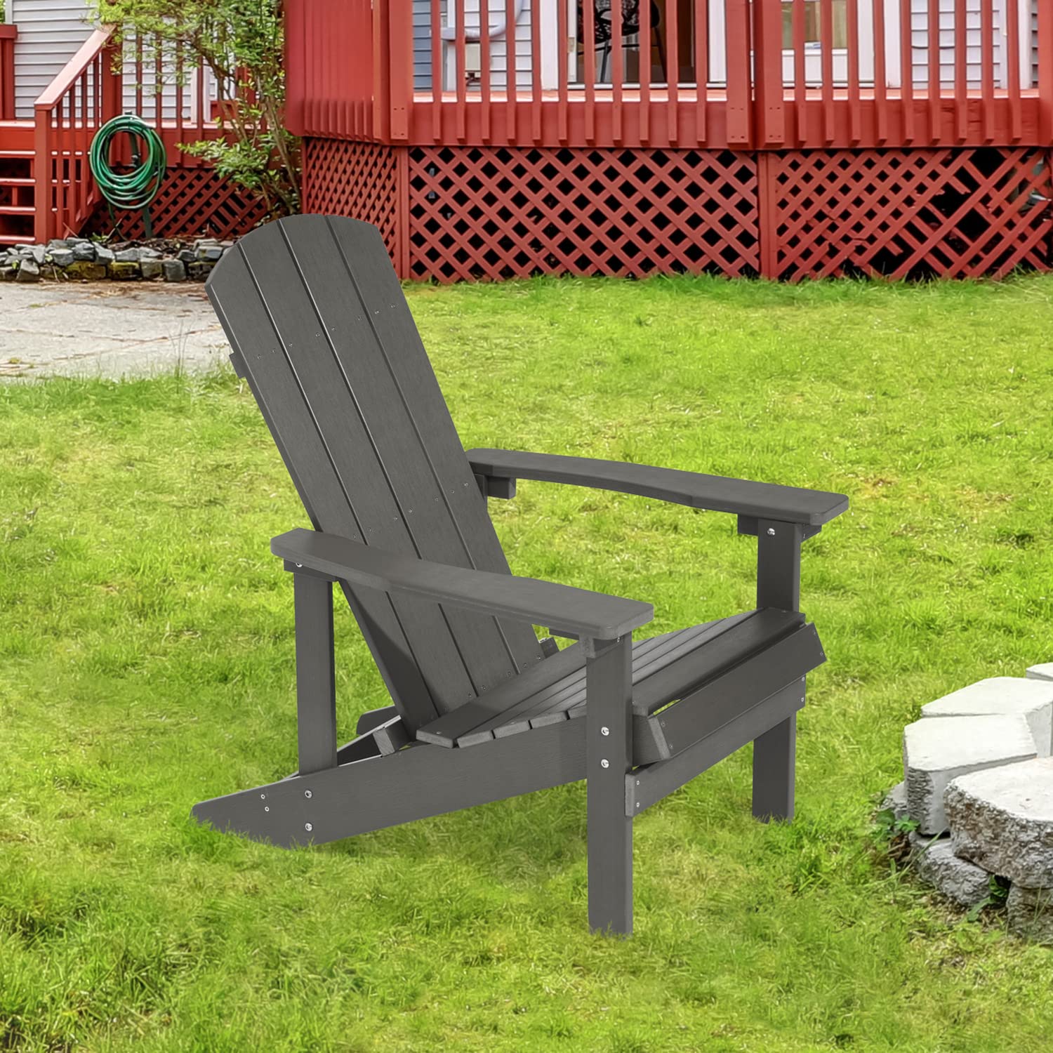 Weather-Resistant SANLUCE Adirondack Chairs for Patio, Garden & Backyard - Indoor/Outdoor Use - Charcoal Gray | Perfect for Relaxing, Sunbathing & Outdoor Entertaining