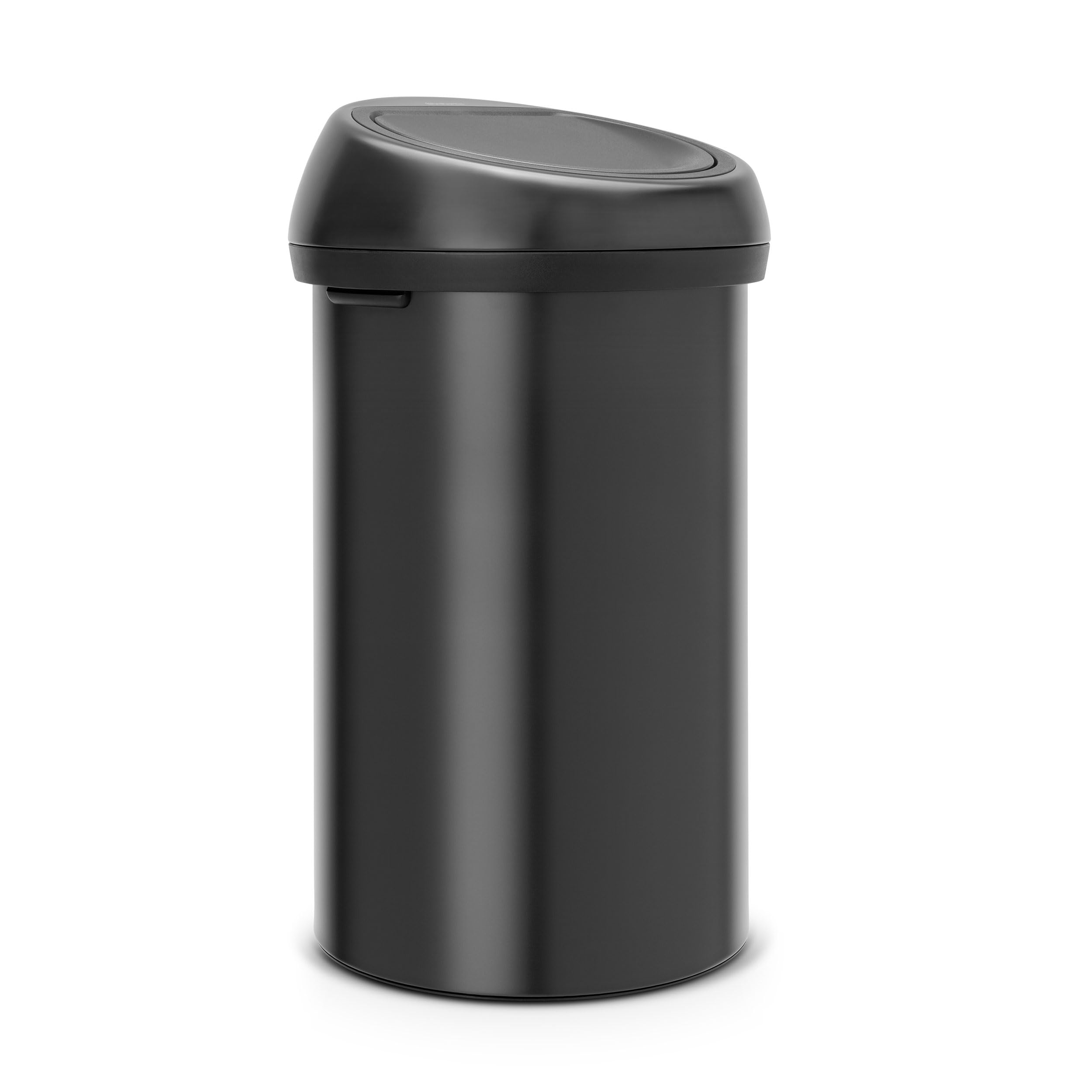 Brabantia 16 Gallon Large Kitchen Touch Top Trash Can with Removable Lid - Soft-Touch Open Garbage Bin for Waste Disposal - Modern Matt Black Design Perfect for Home, Office, or Restaurant Use
