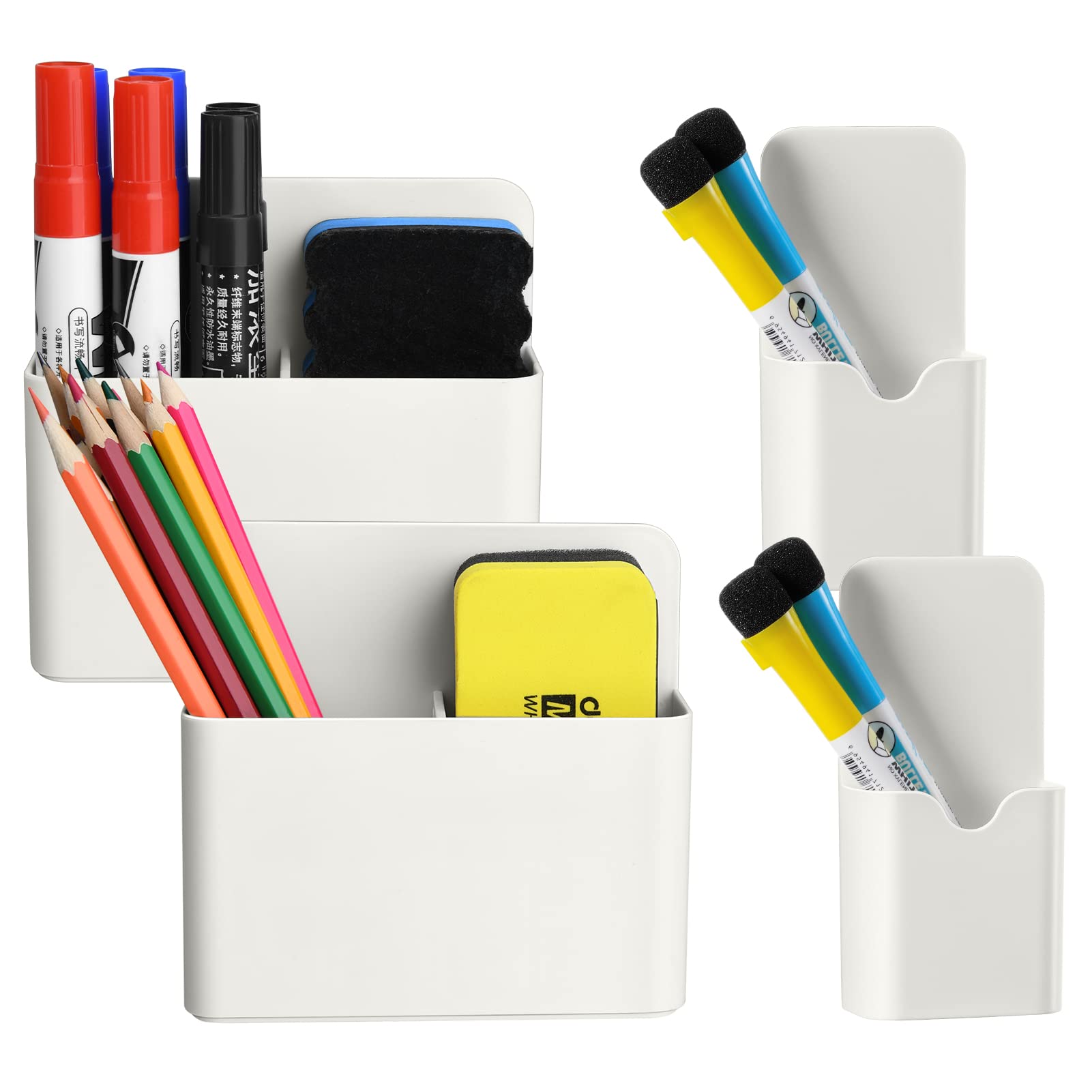 **Magnetic Dry Erase Marker Holder & Eraser Organizer - 2 Pack with Powerful Neodymium Magnets (4pcs) - Perfect for Whiteboards, Offices, Classrooms & Home Use**
