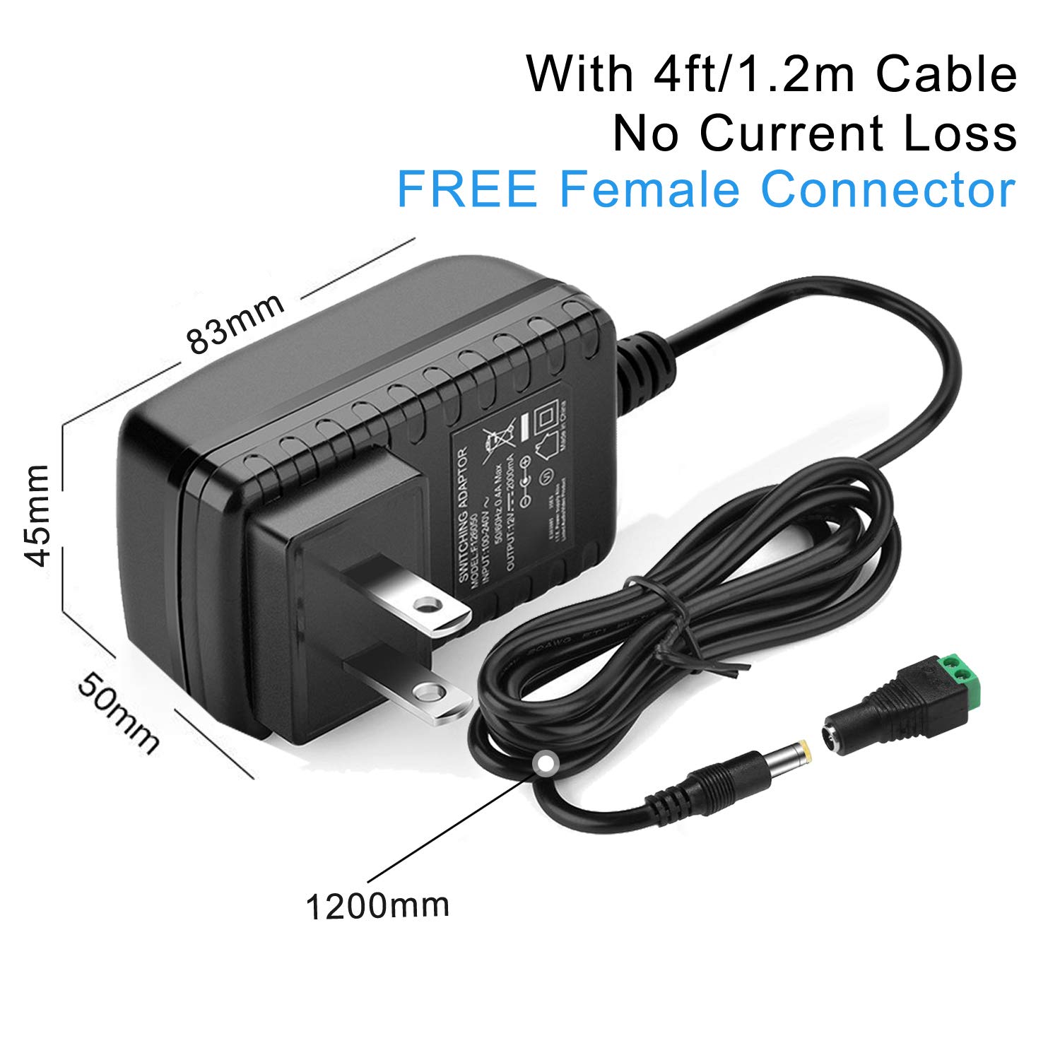 12V 2A Power Adapter 24W, AC 120V to DC 12V Converter with 5.5x2.1mm Plug - Universal Power Supply for LED Strip Lights, CCTV Cameras, Hard Drives, Monitors & More (2 Pack) - Perfect for Home Security Systems & Office Electronics