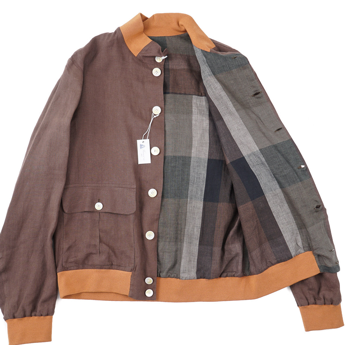 Finamore Men's Unlined Linen Bomber Jacket - Lightweight Summer Casual Blazer for Outdoor Travel & Business Casual Wear