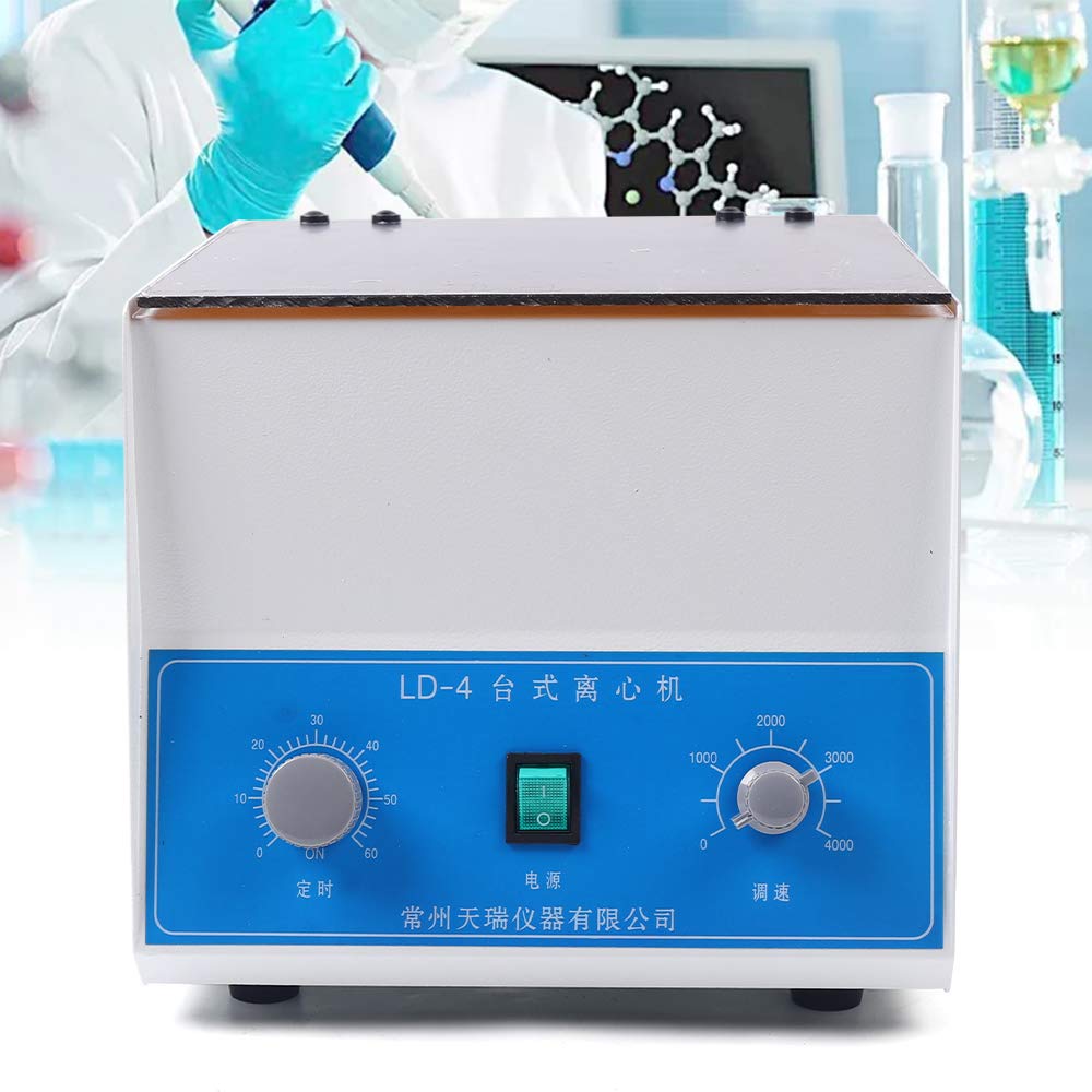 LD-4 Electric Lab Benchtop Centrifuge - 4000RPM, 4x100ml Capacity with Timer & Speed Control - Ideal for Blood Sample Separation, DNA/RNA Extraction, and Laboratory Research