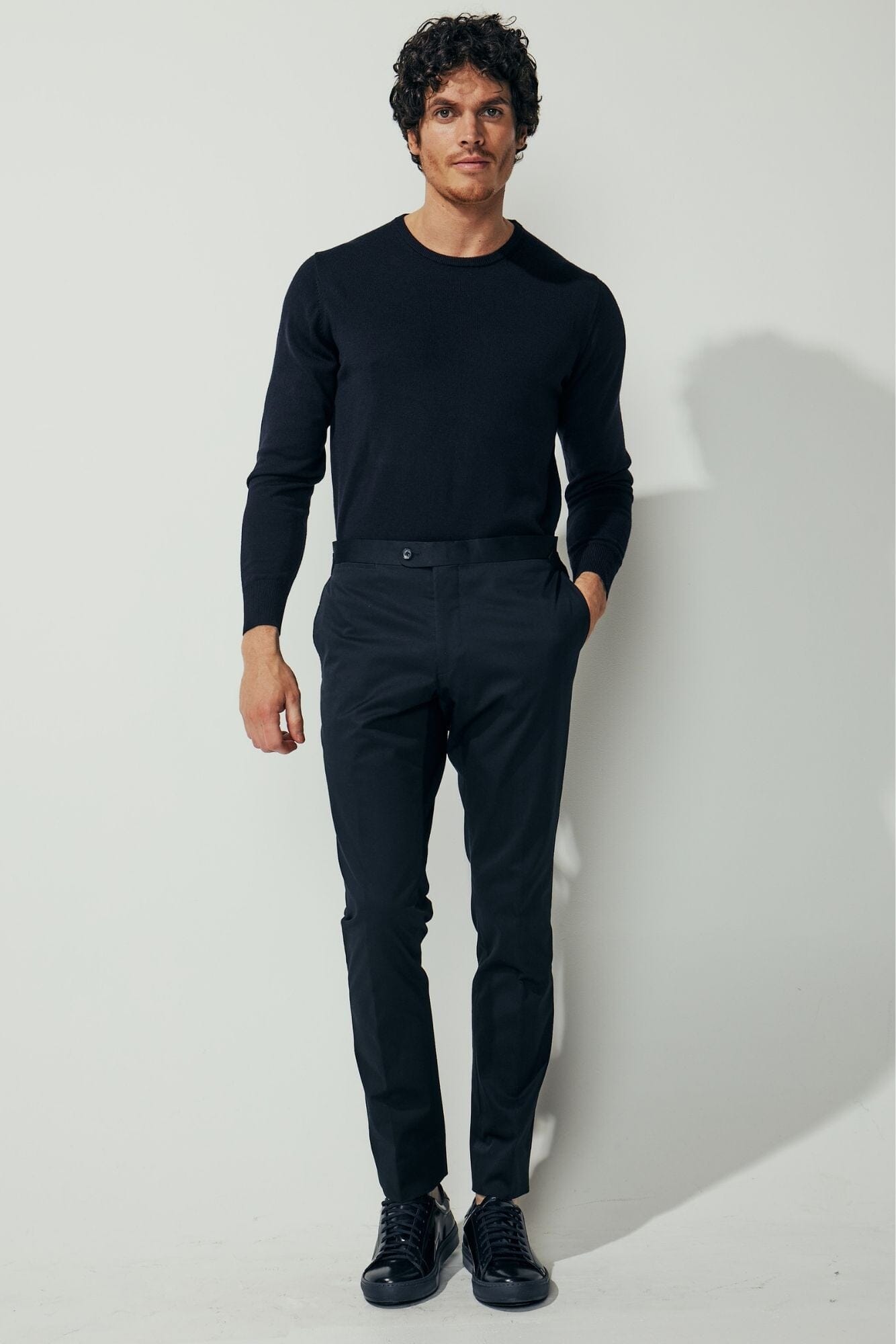 Xander Men's Navy Blue Cotton Stretch Dress Pants - Comfortable Slim Fit Office & Business Casual Trousers for Work, Travel & Formal Occasions