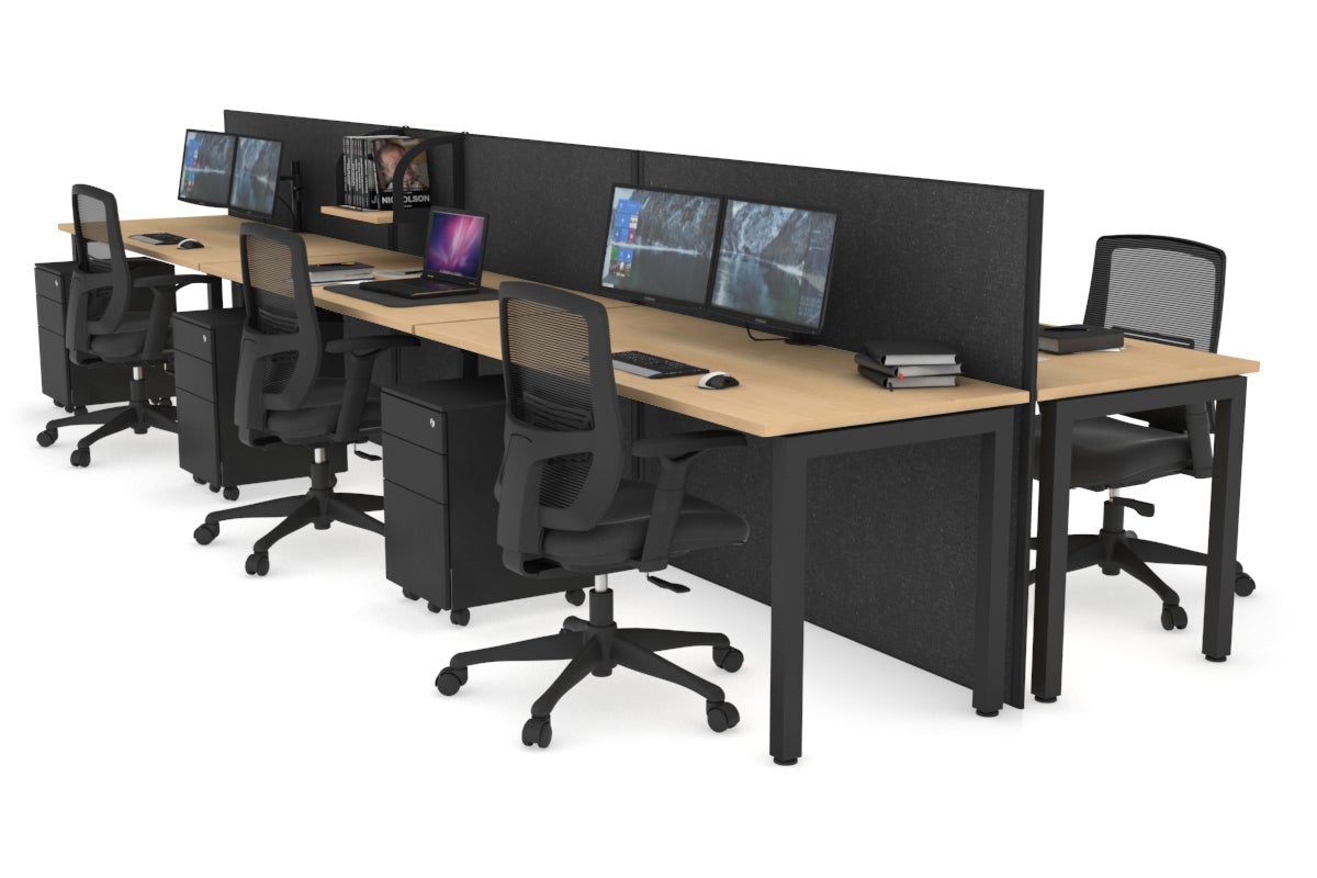 Horizon Quadro 6p Bench with Square Legs - 1600L x 700W Office Workstation Desk for Home Office, Conference Room & Workspace