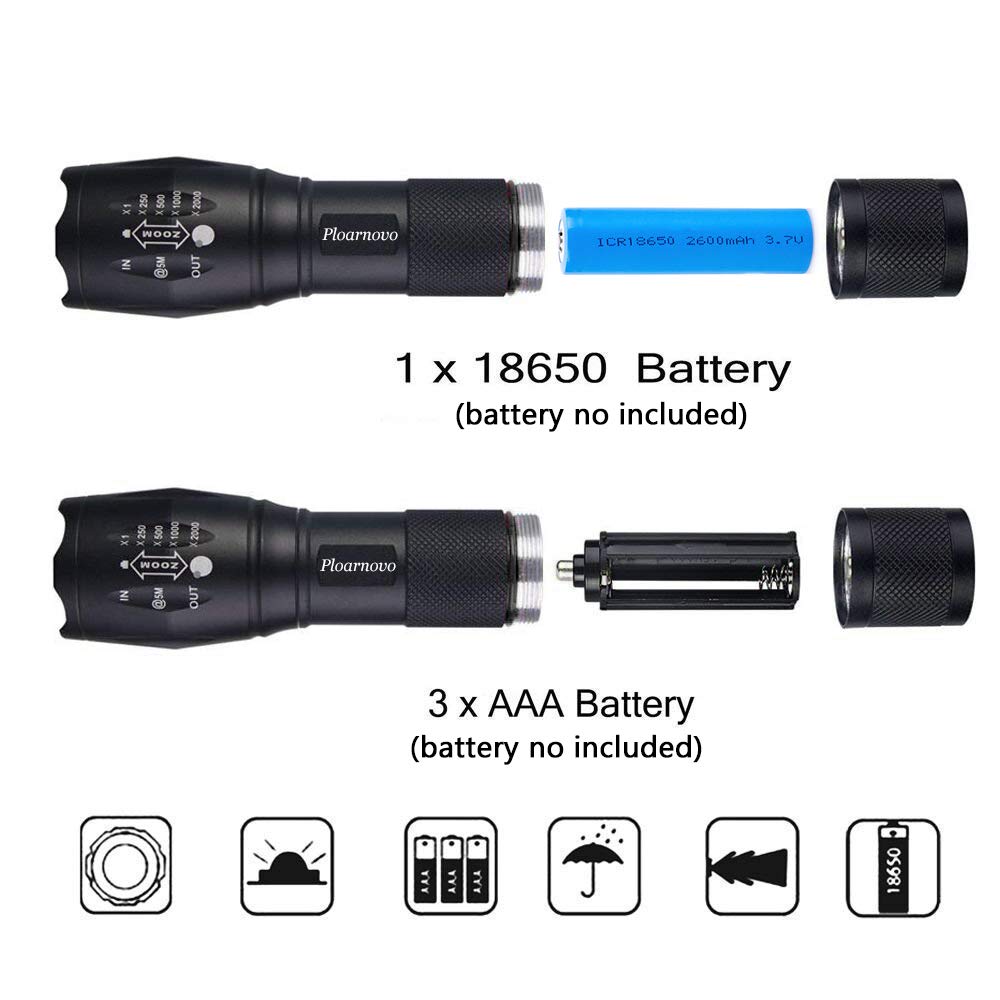 Green LED Hunting Flashlight - Zoomable, Waterproof & Shockproof Handheld Light for Night Hunting, Fishing, Hog, Pig, Coyote, Varmint & Predator Hunting - Perfect for Rifle Mounting & Outdoor Adventures (2 Pack)