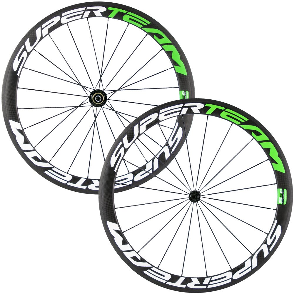 Superteam Carbon Fiber Road Bike Wheelset 700C Clincher - 50mm Deep Matte Finish, 23mm Width | Lightweight Aero Racing Wheels for Road Cycling & Triathlon Training
