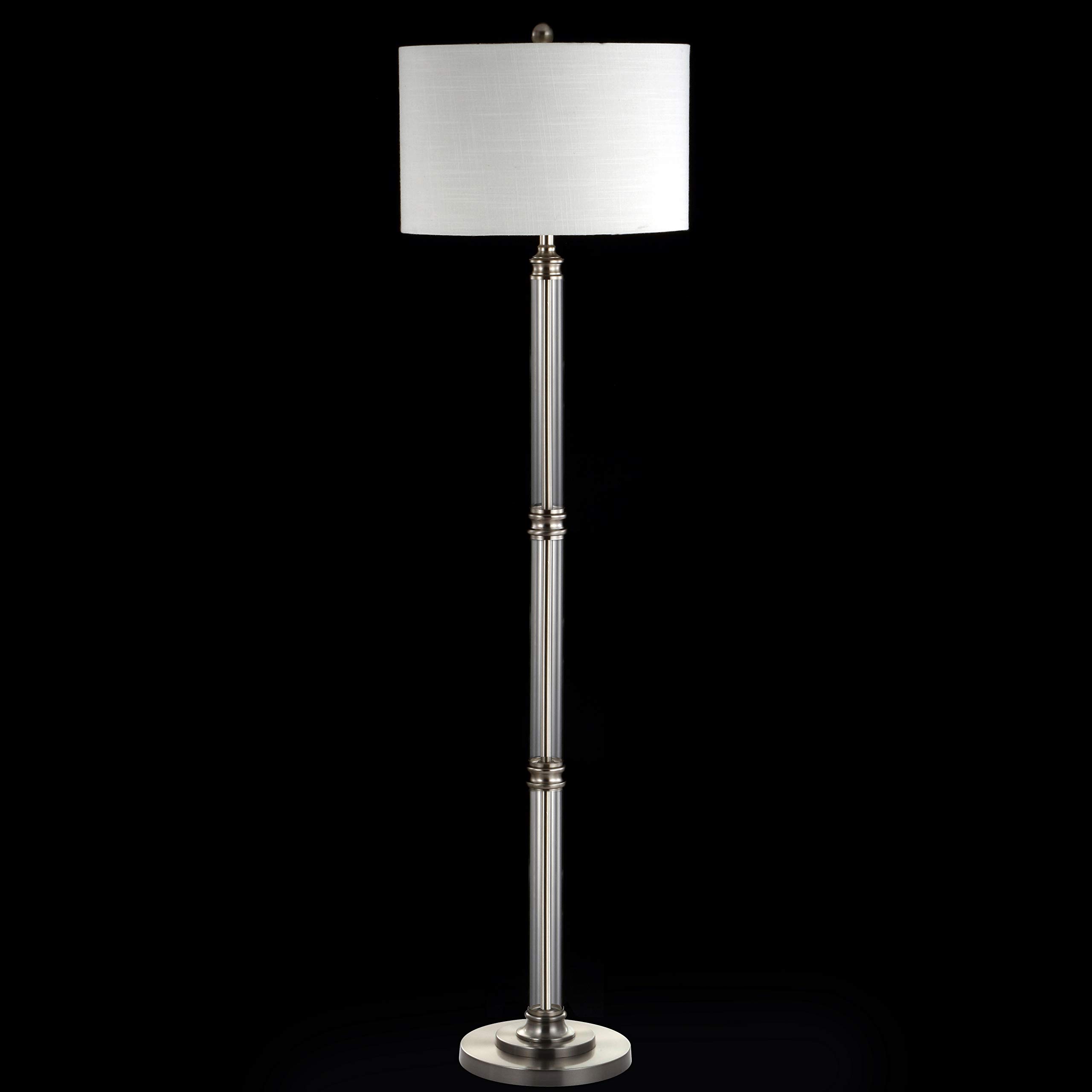 JONATHAN Y JYL3058A 60-Inch Modern Floor Lamp in Polished Nickel with Clear Glass - Contemporary Elegant Lighting for Living Room, Bedroom, Office & Hallway | Perfect for Reading Nook, Home Office & Entryway Decor