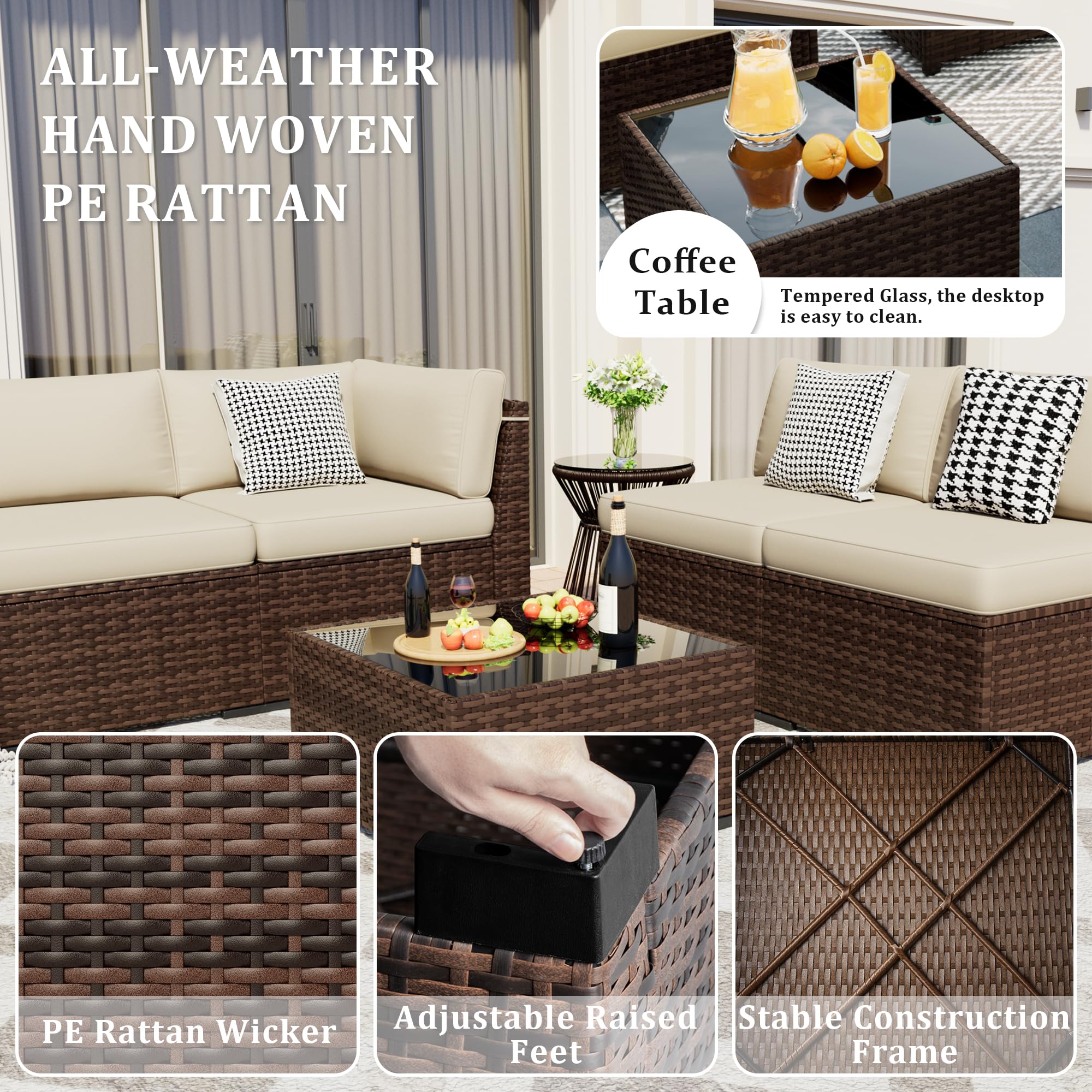 8-Piece Outdoor Patio Furniture Set with 44