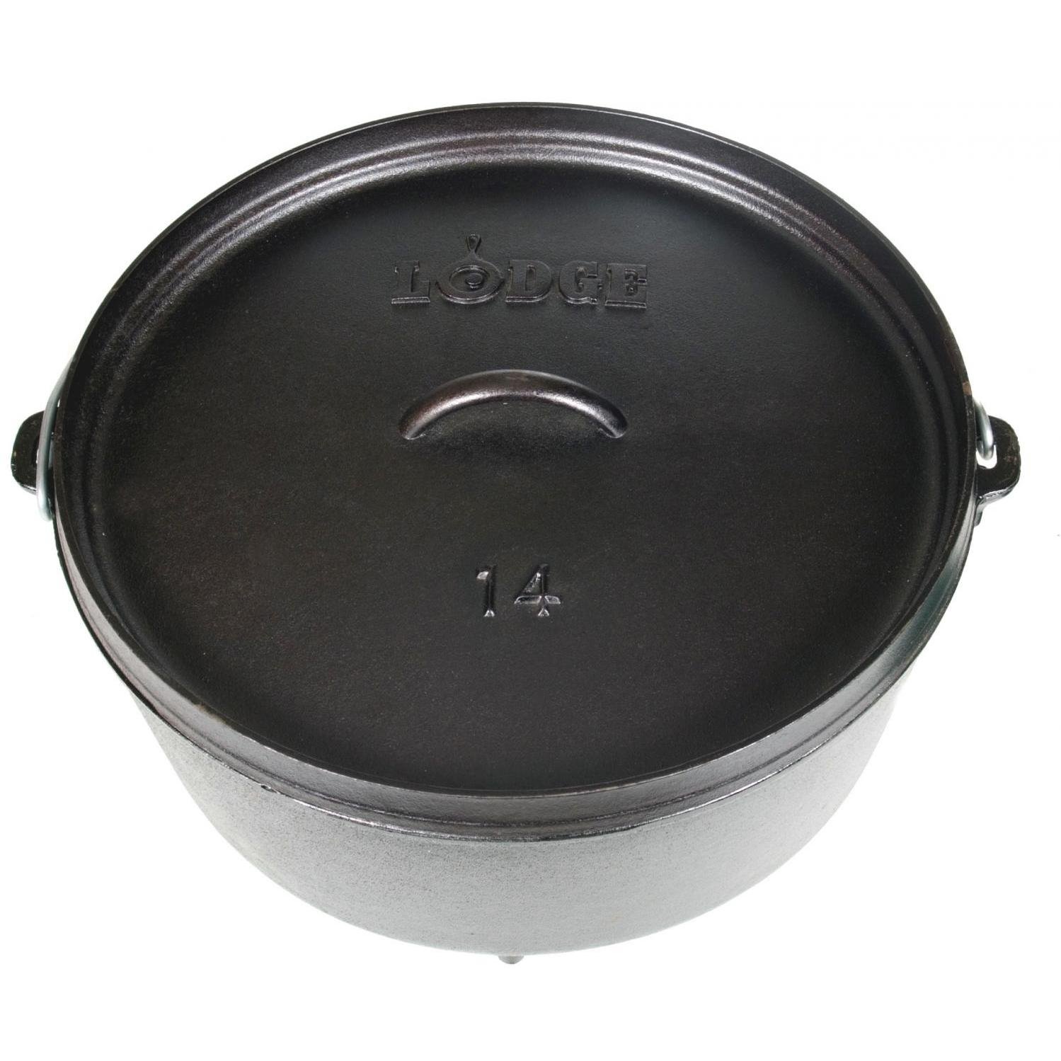 Lodge 10 Quart Pre-Seasoned Cast Iron Dutch Oven with Lid - Heavy Duty Camping Cookware for Oven, Stove, Grill & Campfire - Perfect for Outdoor Cooking, Backpacking & BBQ - Black