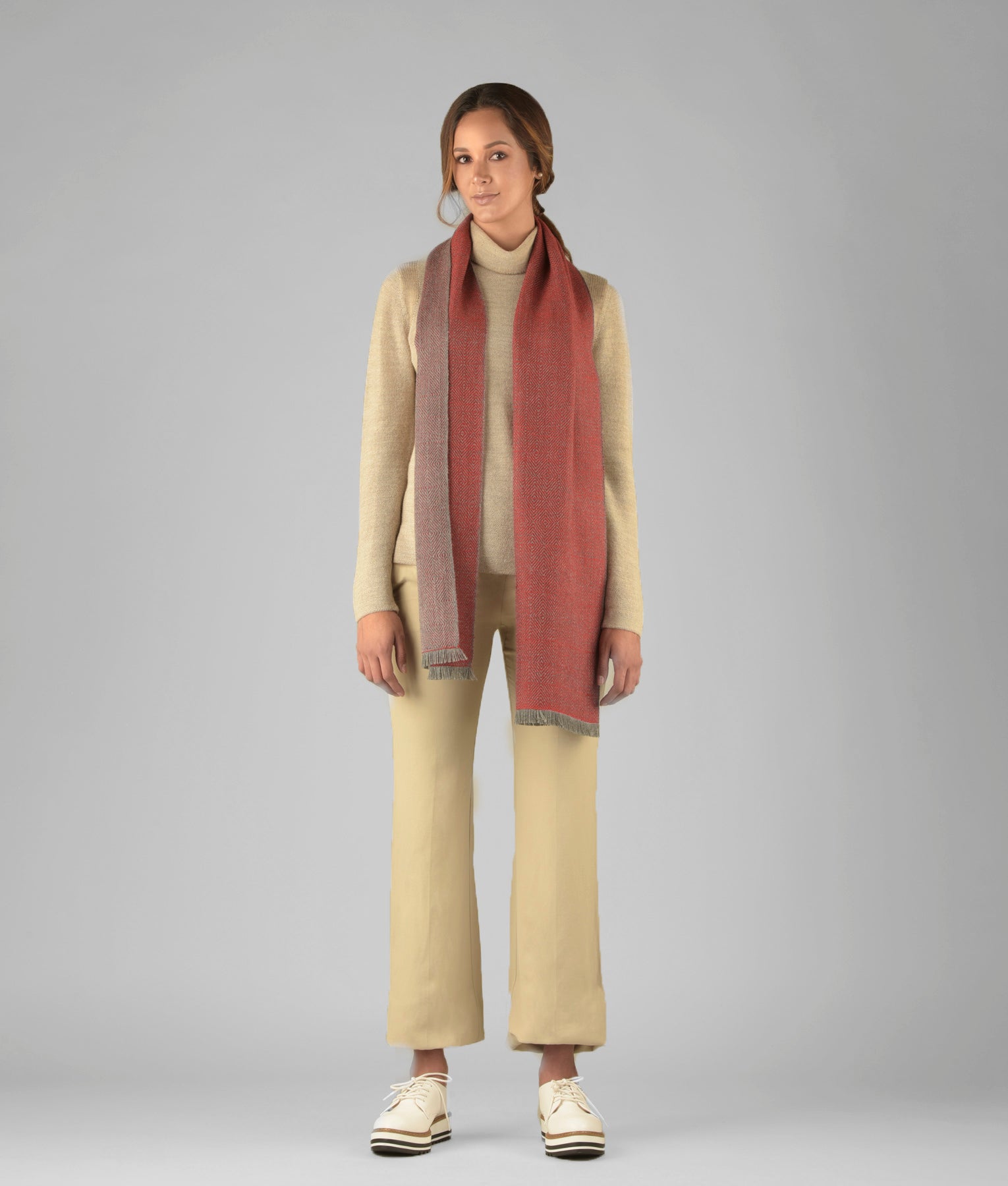 Stylish Two-Tone Fringed Scarf for Women - Soft Winter Fashion Accessory - Perfect for Cold Weather, Office Wear & Holiday Outfits